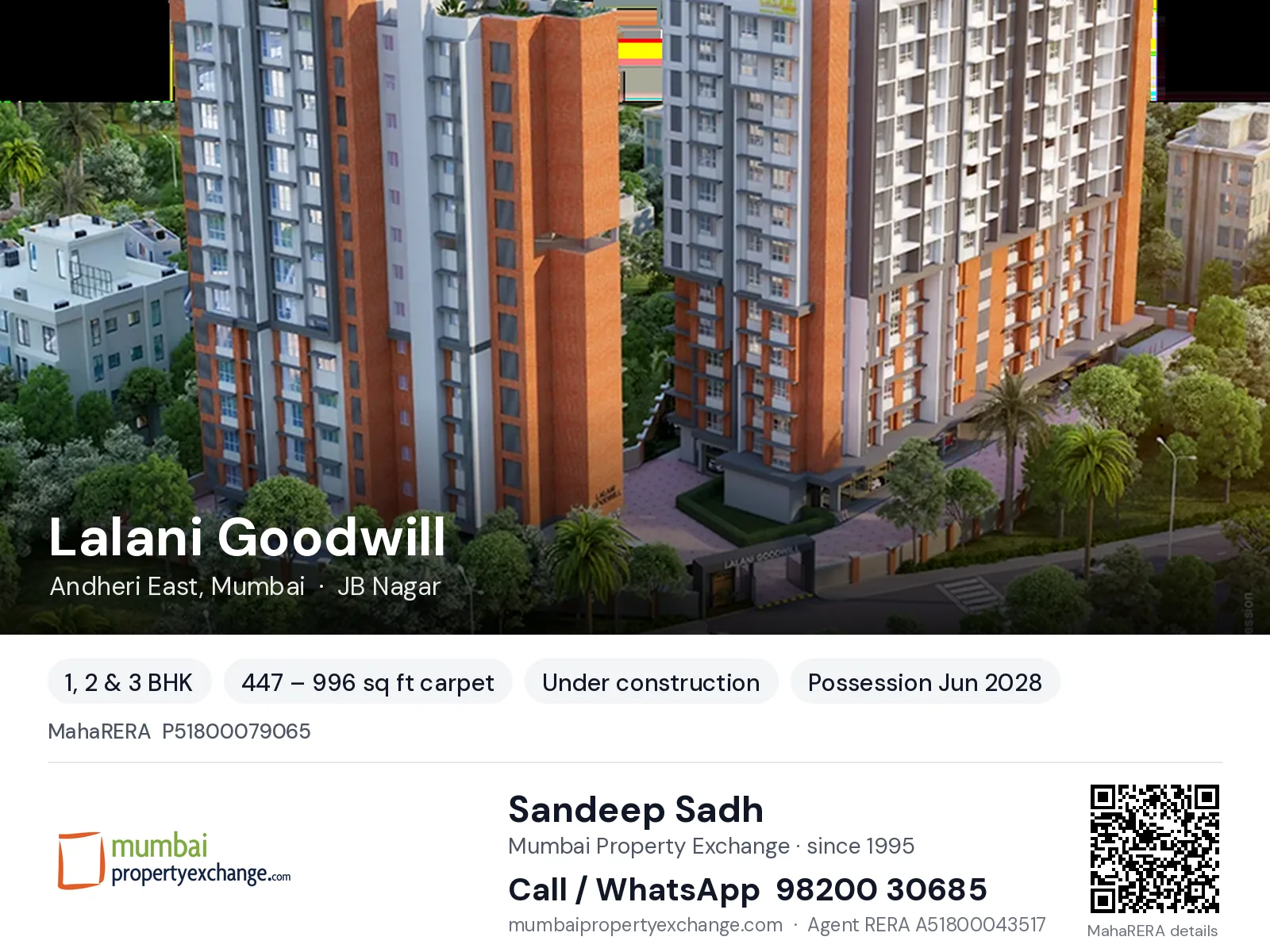 Lalani Goodwill, Andheri East, Mumbai — 1, 2 & 3 BHK new project, possession Jun 2028 | Mumbai Property Exchange, Sandeep Sadh 98200 30685
