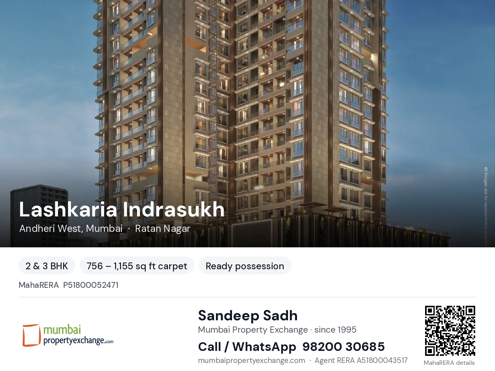 Lashkaria Indrasukh, Andheri West, Mumbai — 2 & 3 BHK ready-to-move project | Mumbai Property Exchange, Sandeep Sadh 98200 30685