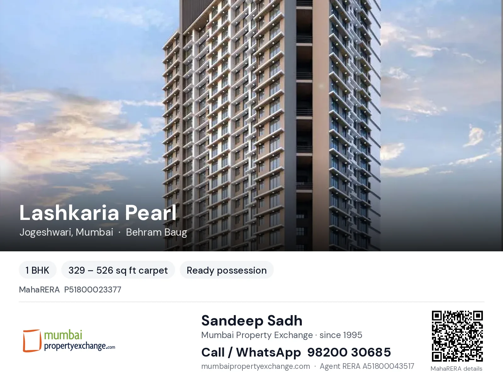 Lashkaria Pearl, Jogeshwari, Mumbai — 1 BHK ready-to-move project | Mumbai Property Exchange, Sandeep Sadh 98200 30685