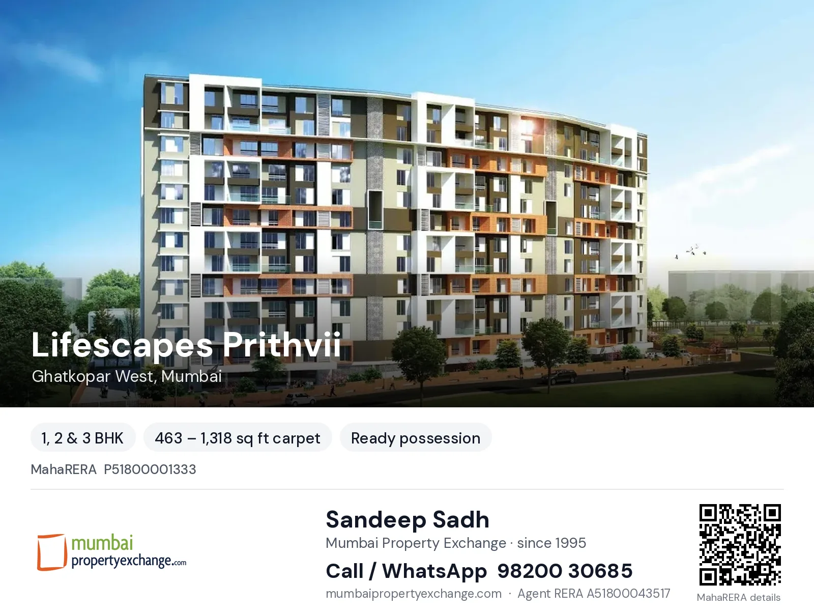 Lifescapes Prithvii, Ghatkopar West, Mumbai — 1, 2 & 3 BHK ready-to-move project | Mumbai Property Exchange, Sandeep Sadh 98200 30685