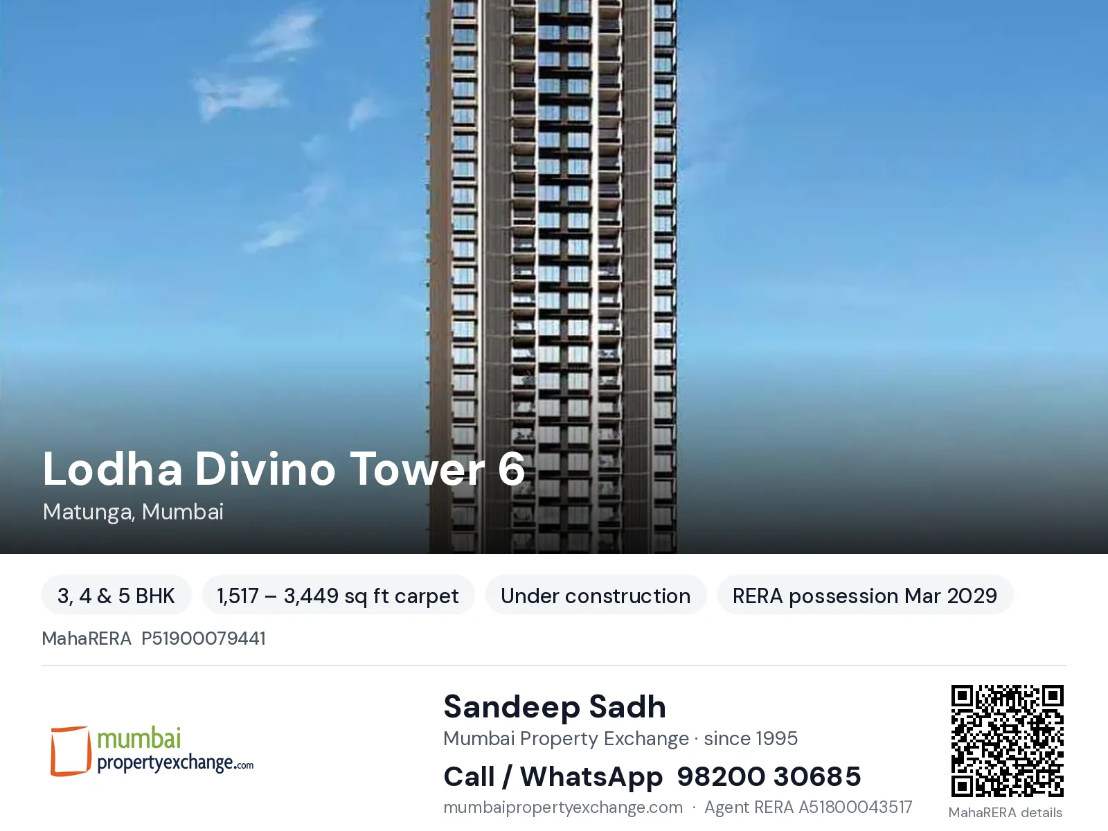 Lodha Divino Tower 6, Matunga, Mumbai — 3, 4 & 5 BHK new project, RERA possession Mar 2029 | Mumbai Property Exchange, Sandeep Sadh 98200 30685