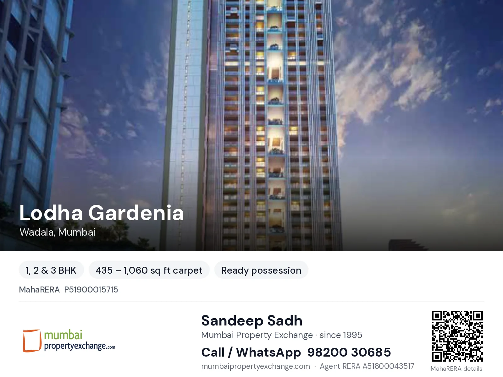 Lodha Gardenia, Wadala, Mumbai — 1, 2 & 3 BHK ready-to-move project | Mumbai Property Exchange, Sandeep Sadh 98200 30685