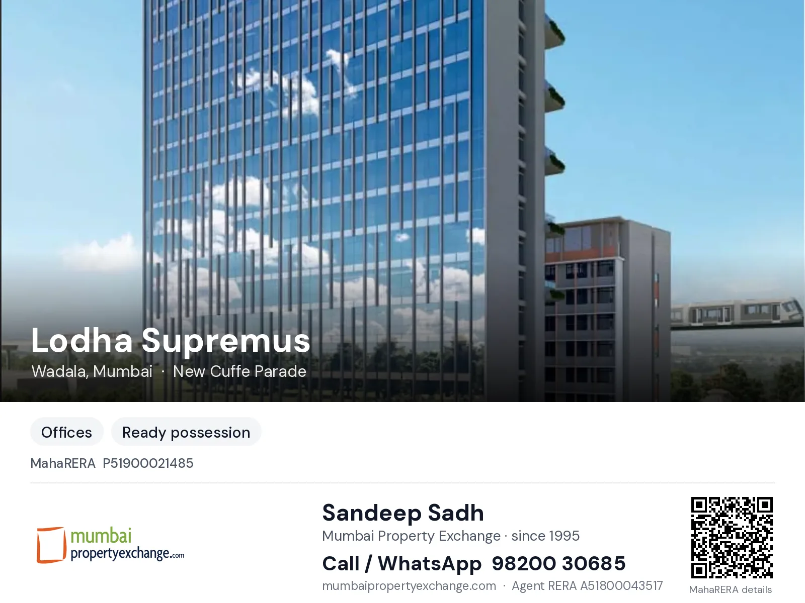 Lodha Supremus, Wadala, Mumbai — ready-to-move project | Mumbai Property Exchange, Sandeep Sadh 98200 30685