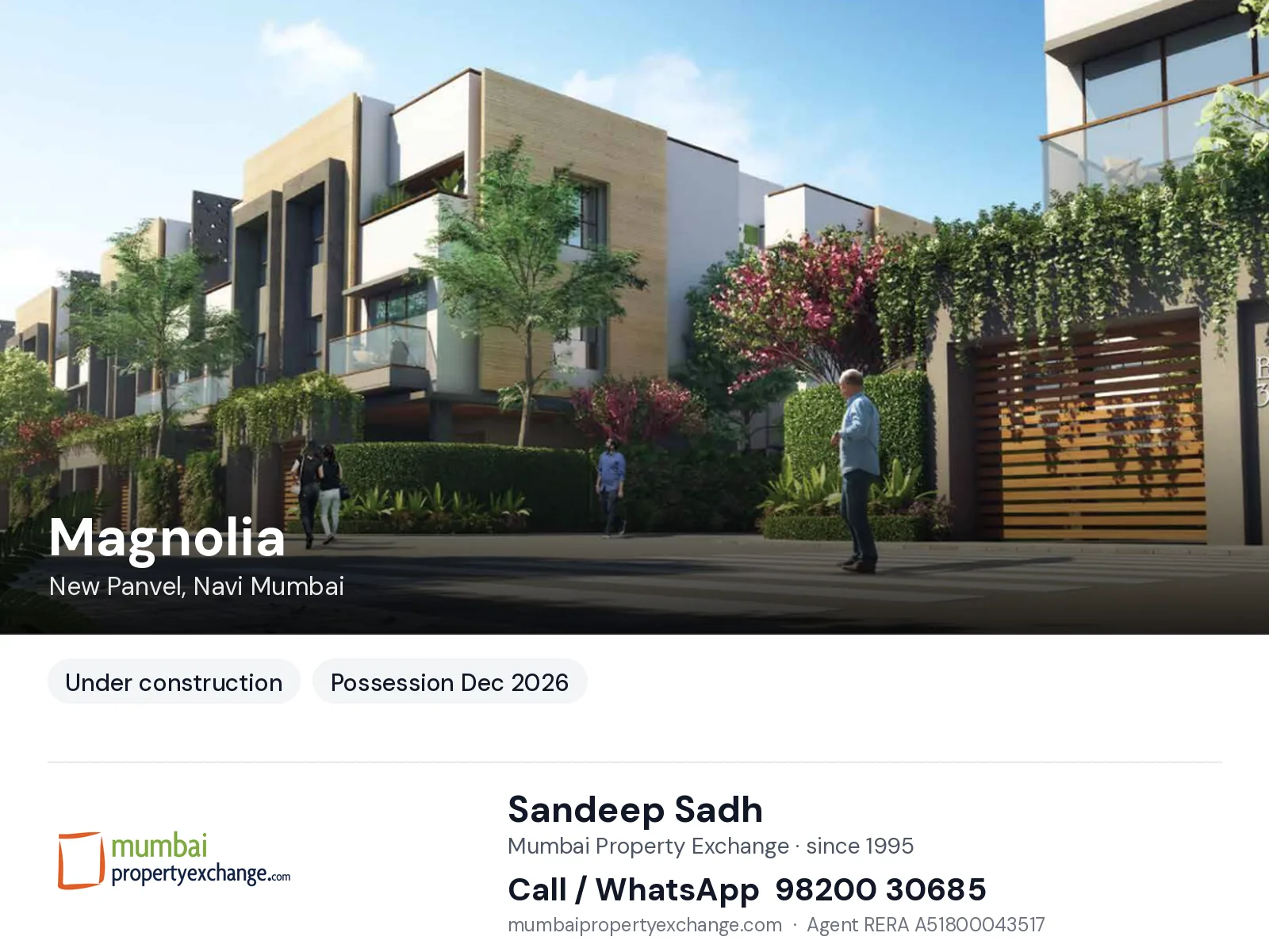 Magnolia by Wadhwa, New Panvel, Navi Mumbai — new project, possession Dec 2026 | Mumbai Property Exchange, Sandeep Sadh 98200 30685