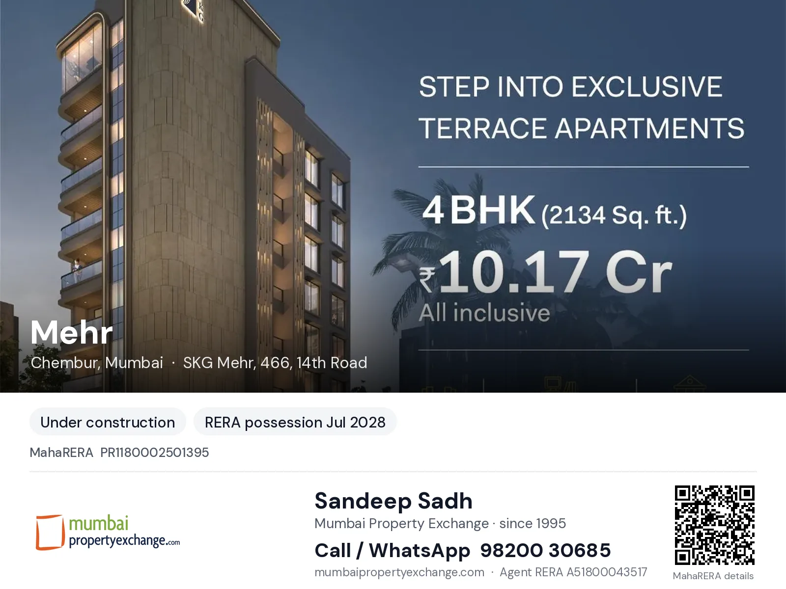 Mehr by Shree Krishna, Chembur, Mumbai — new project, RERA possession Jul 2028 | Mumbai Property Exchange, Sandeep Sadh 98200 30685