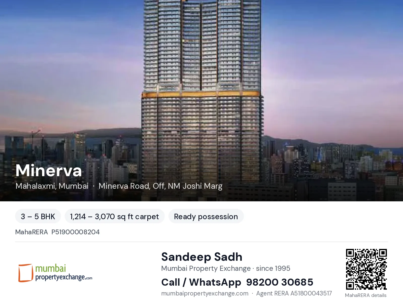 Minerva by Lokhandwala, Mahalaxmi, Mumbai — 3 – 5 BHK ready-to-move project | Mumbai Property Exchange, Sandeep Sadh 98200 30685