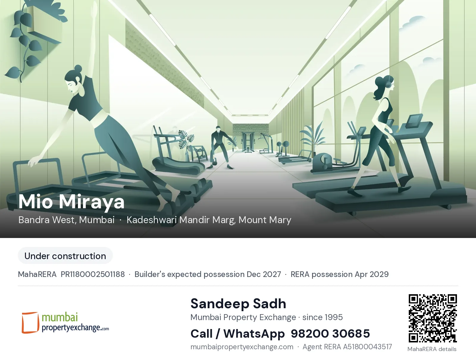 Mio Miraya by Sayaji, Bandra West, Mumbai — new project, builder's expected possession Dec 2027, RERA possession Apr 2029 | Mumbai Property Exchange, Sandeep Sadh 98200 30685
