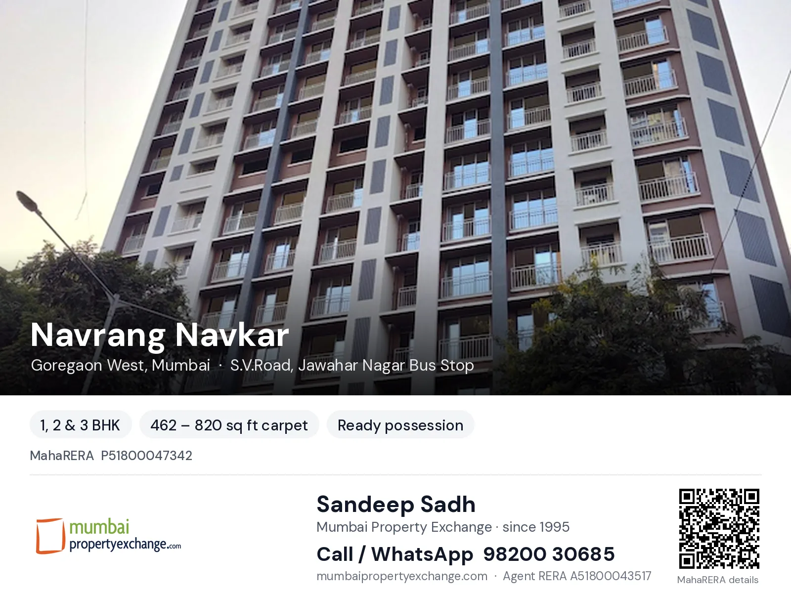 Navrang Navkar by Oxford, Goregaon West, Mumbai — 1, 2 & 3 BHK ready-to-move project | Mumbai Property Exchange, Sandeep Sadh 98200 30685