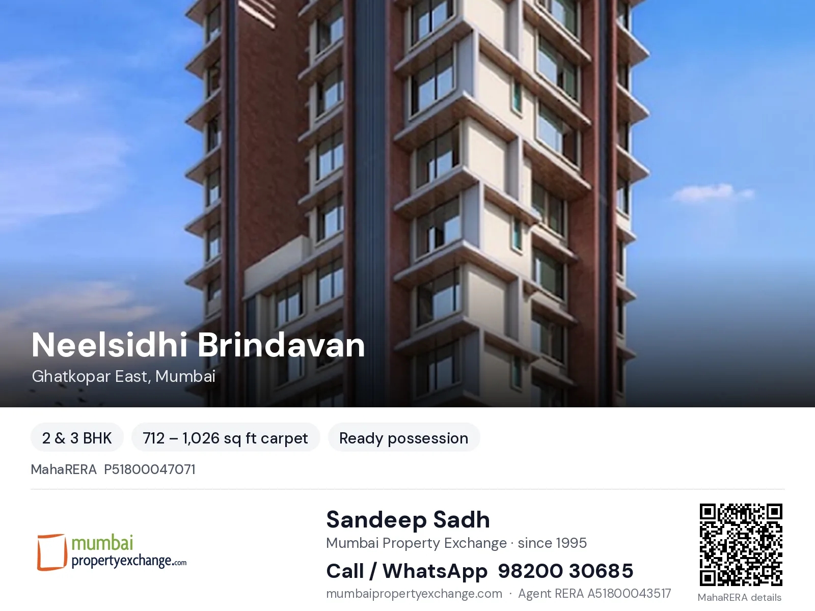 Neelsidhi Brindavan, Ghatkopar East, Mumbai — 2 & 3 BHK ready-to-move project | Mumbai Property Exchange, Sandeep Sadh 98200 30685
