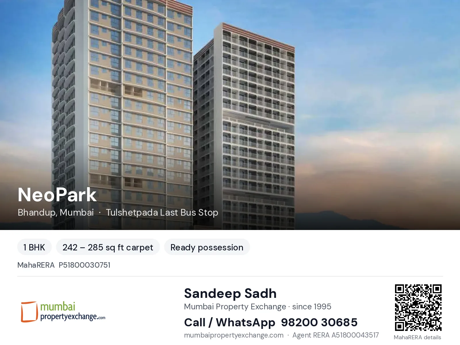 NeoPark by Marathon, Bhandup, Mumbai — 1 BHK ready-to-move project | Mumbai Property Exchange, Sandeep Sadh 98200 30685