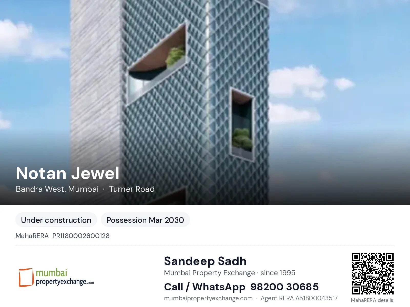Notan Jewel by Notandas, Bandra West, Mumbai β new project, possession Mar 2030 | Mumbai Property Exchange, Sandeep Sadh 98200 30685