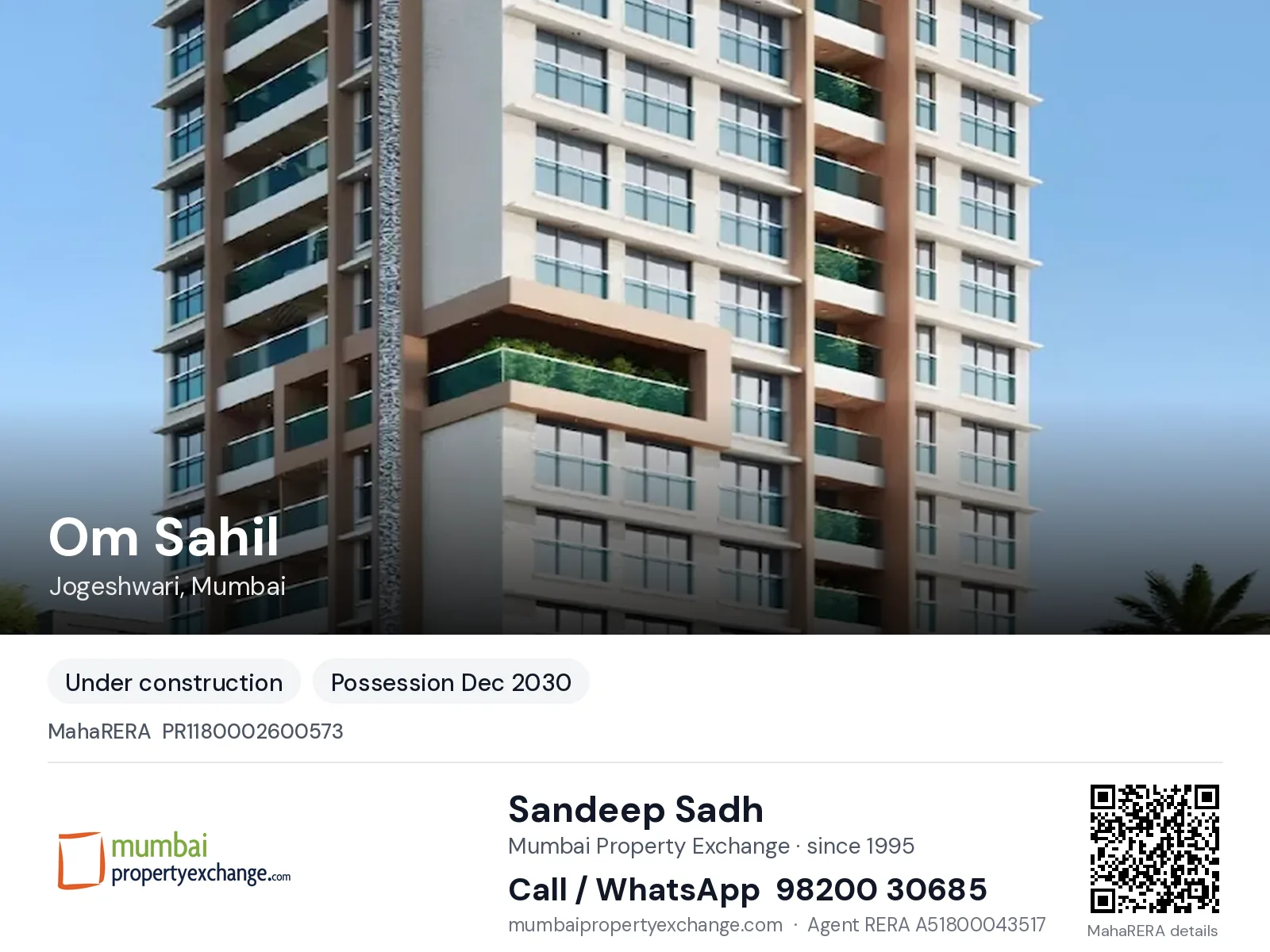 Om Sahil by Dipti Home Makers, Jogeshwari, Mumbai — new project, possession Dec 2030 | Mumbai Property Exchange, Sandeep Sadh 98200 30685