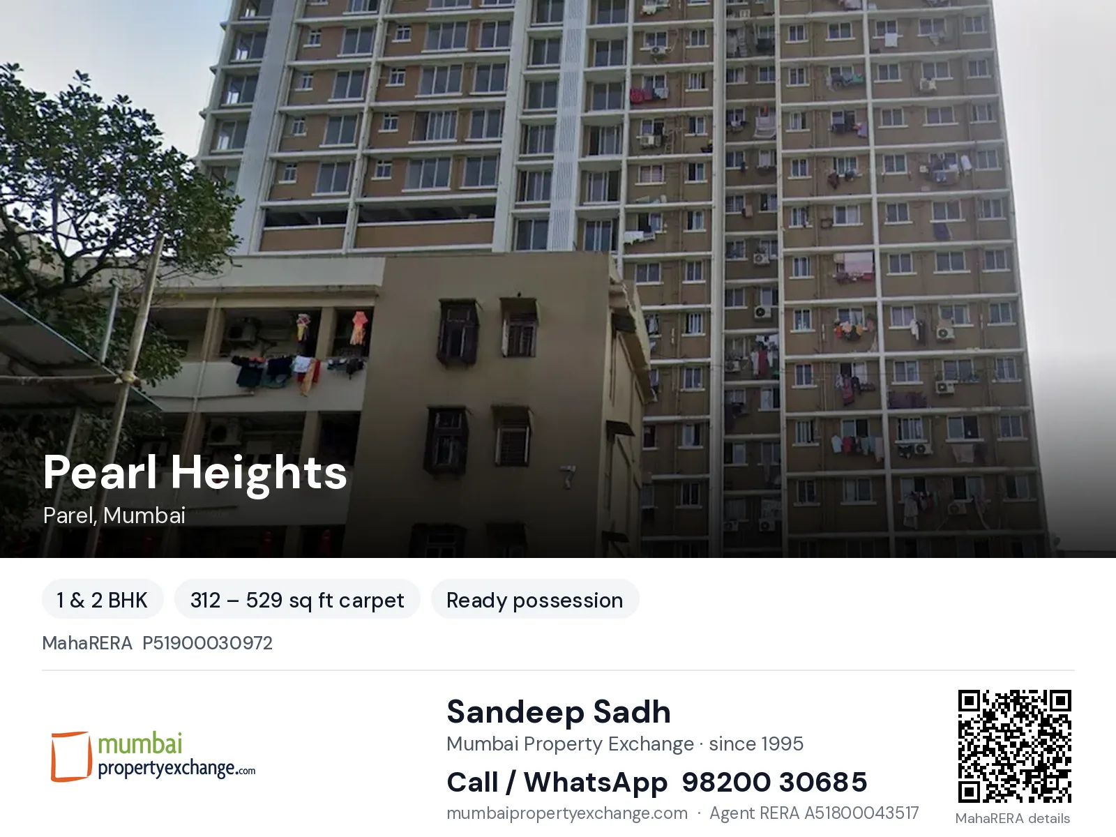 Pearl Heights by Pattathu Brothers, Parel, Mumbai — 1 & 2 BHK ready-to-move project | Mumbai Property Exchange, Sandeep Sadh 98200 30685