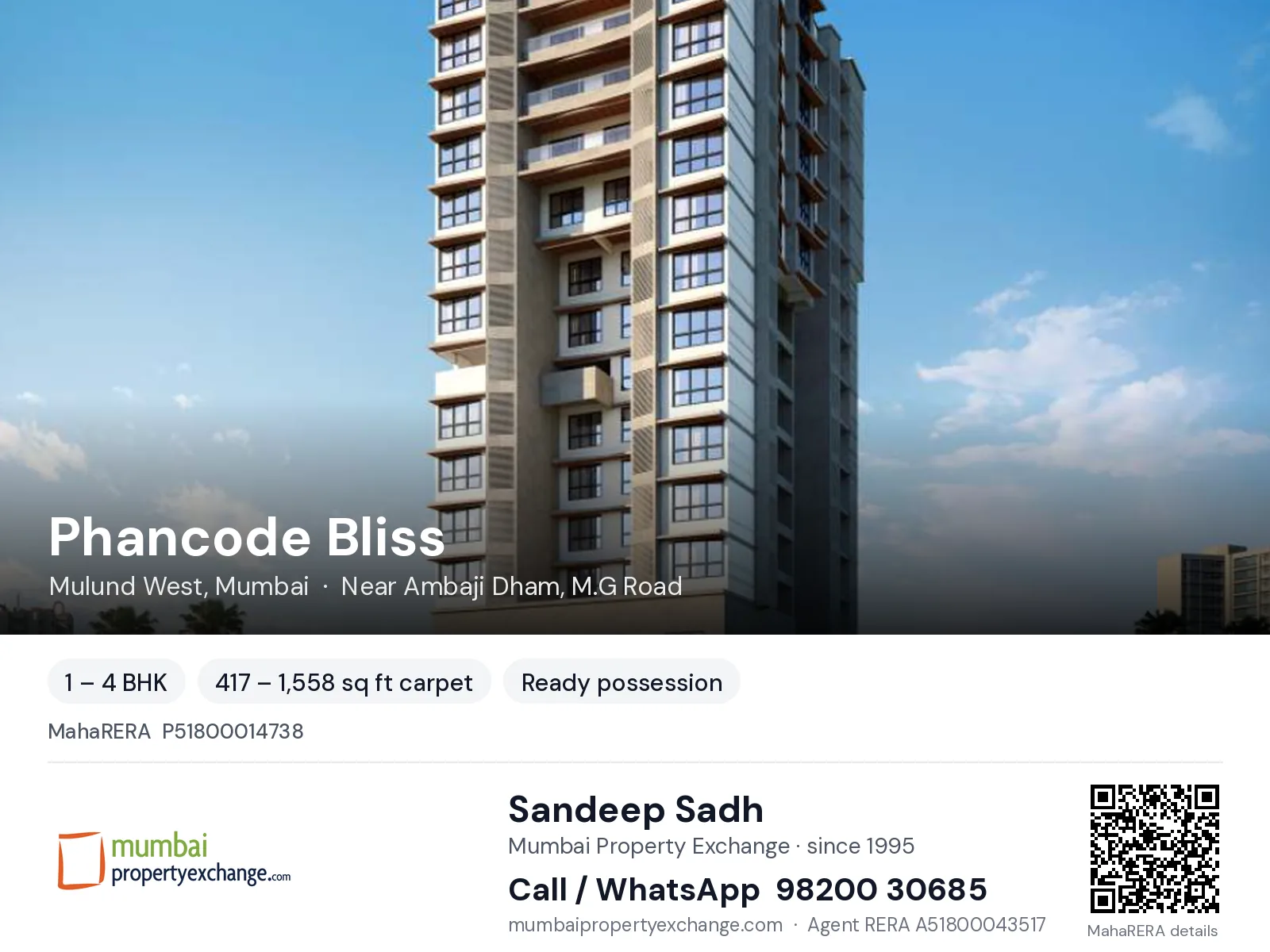 Phancode Bliss by Shreeji Buildcon, Mulund West, Mumbai — 1 – 4 BHK ready-to-move project | Mumbai Property Exchange, Sandeep Sadh 98200 30685