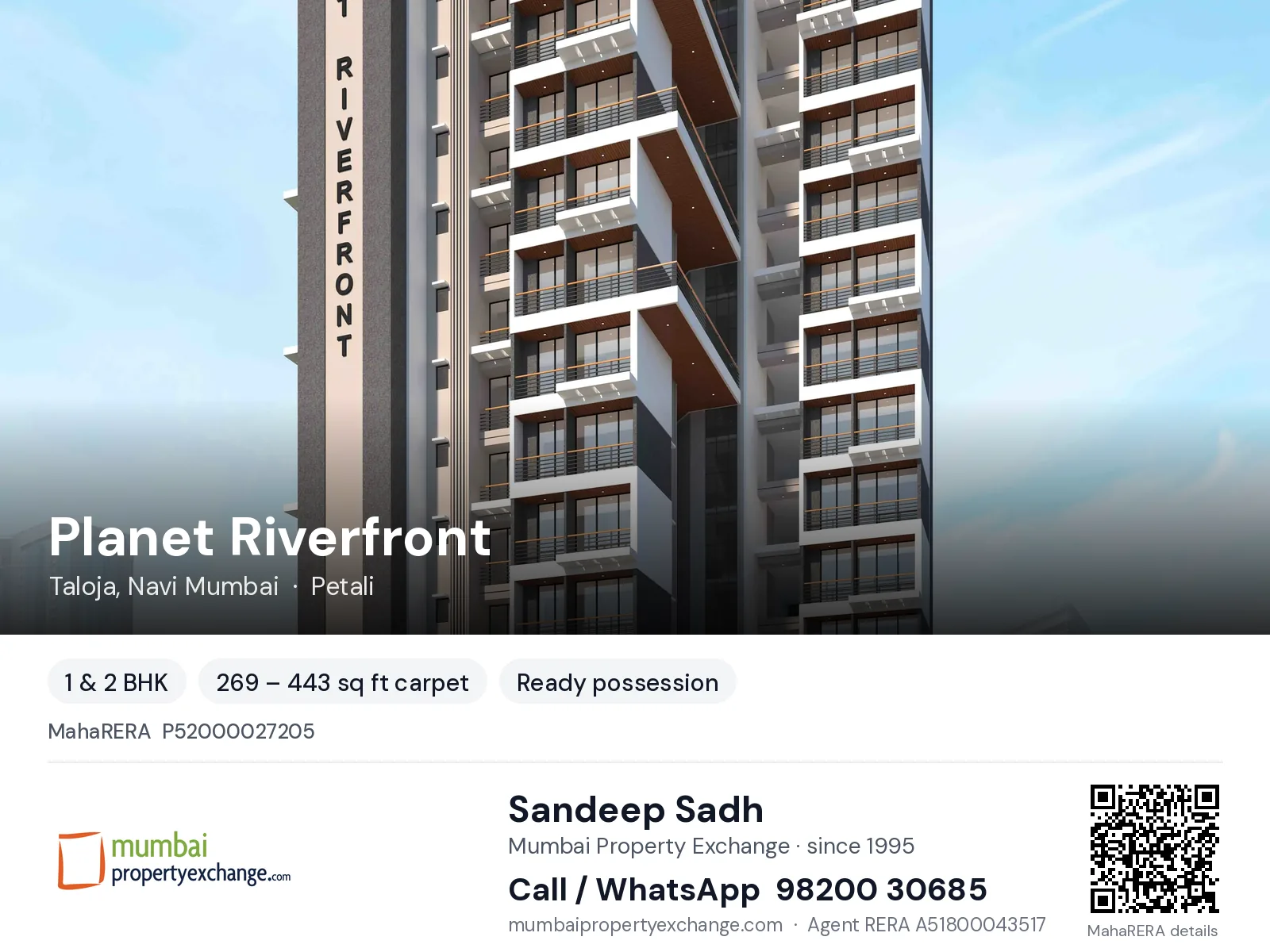 Planet Riverfront, Taloja, Navi Mumbai — 1 & 2 BHK ready-to-move project | Mumbai Property Exchange, Sandeep Sadh 98200 30685