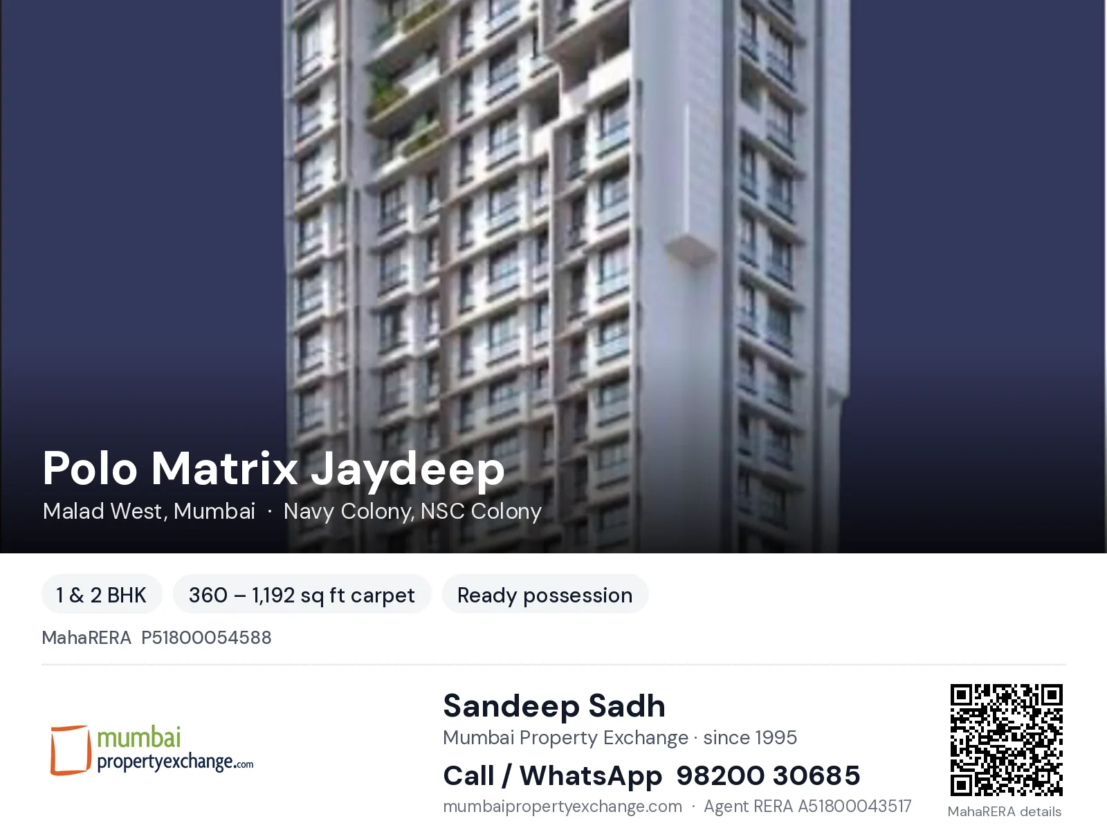 Polo Matrix Jaydeep, Malad West, Mumbai — 1 & 2 BHK ready-to-move project | Mumbai Property Exchange, Sandeep Sadh 98200 30685