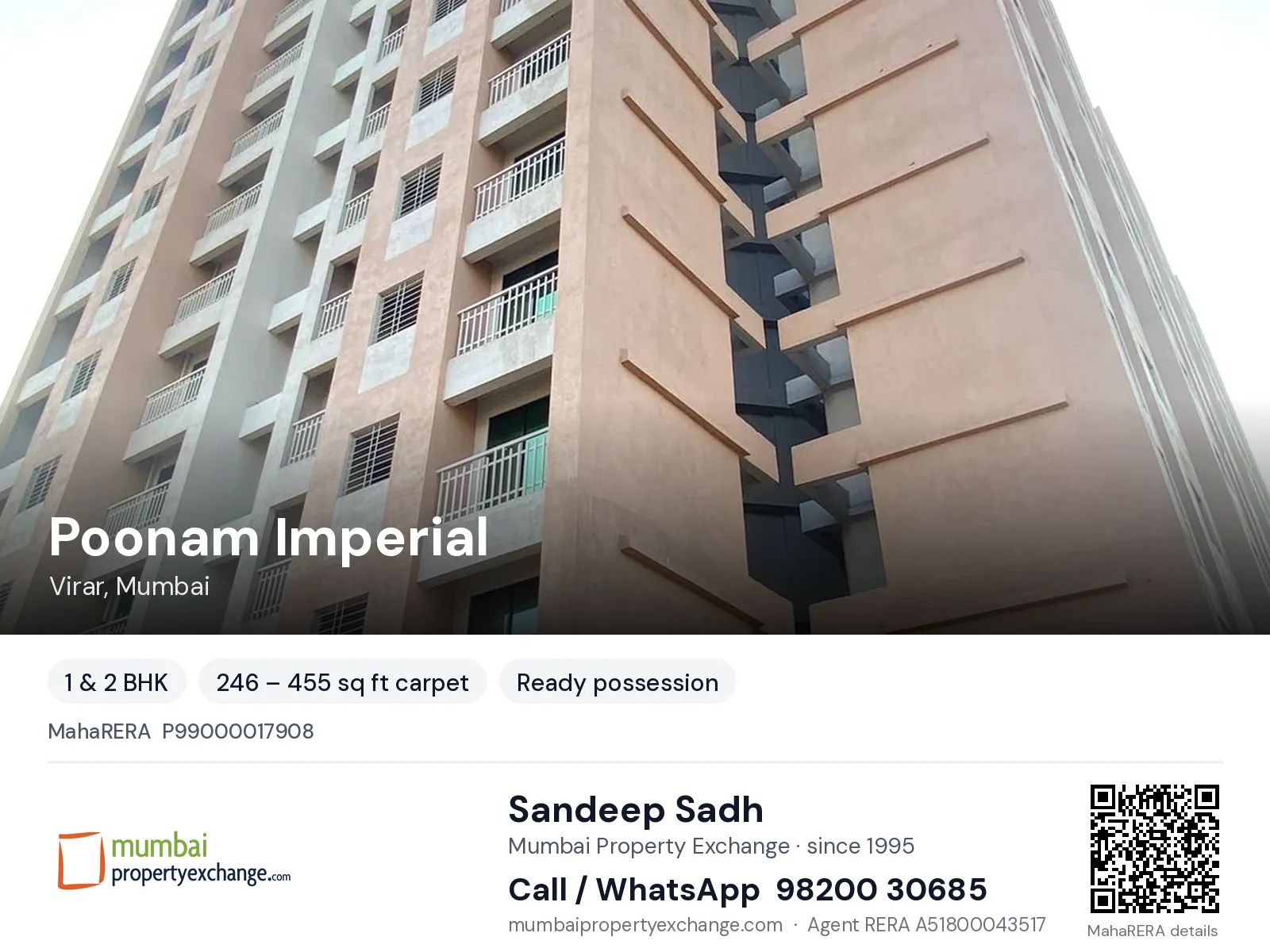 Poonam Imperial, Virar, Mumbai — 1 & 2 BHK ready-to-move project | Mumbai Property Exchange, Sandeep Sadh 98200 30685