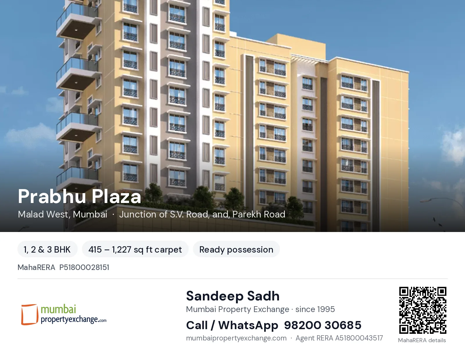 Prabhu Plaza by United, Malad West, Mumbai — 1, 2 & 3 BHK ready-to-move project | Mumbai Property Exchange, Sandeep Sadh 98200 30685