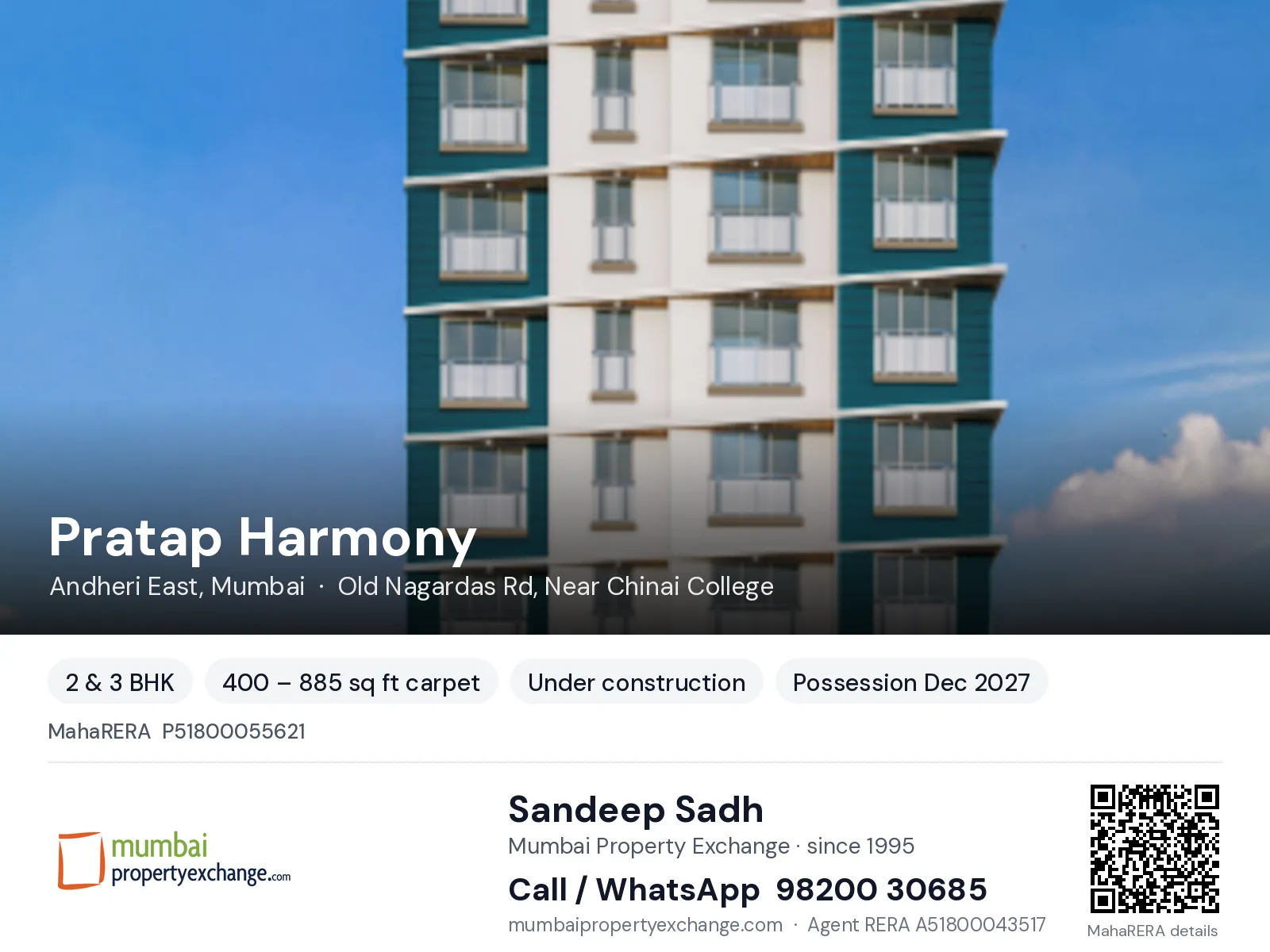 Pratap Harmony by JPV, Andheri East, Mumbai — 2 & 3 BHK new project, possession Dec 2027 | Mumbai Property Exchange, Sandeep Sadh 98200 30685