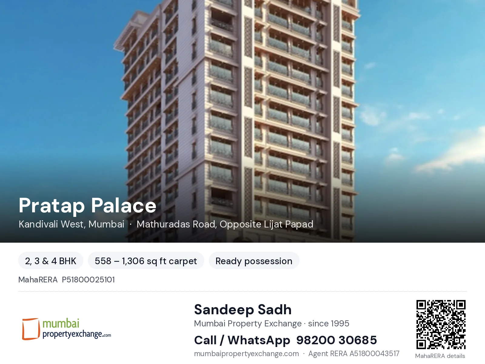 Pratap Palace by JPV, Kandivali West, Mumbai — 2, 3 & 4 BHK ready-to-move project | Mumbai Property Exchange, Sandeep Sadh 98200 30685