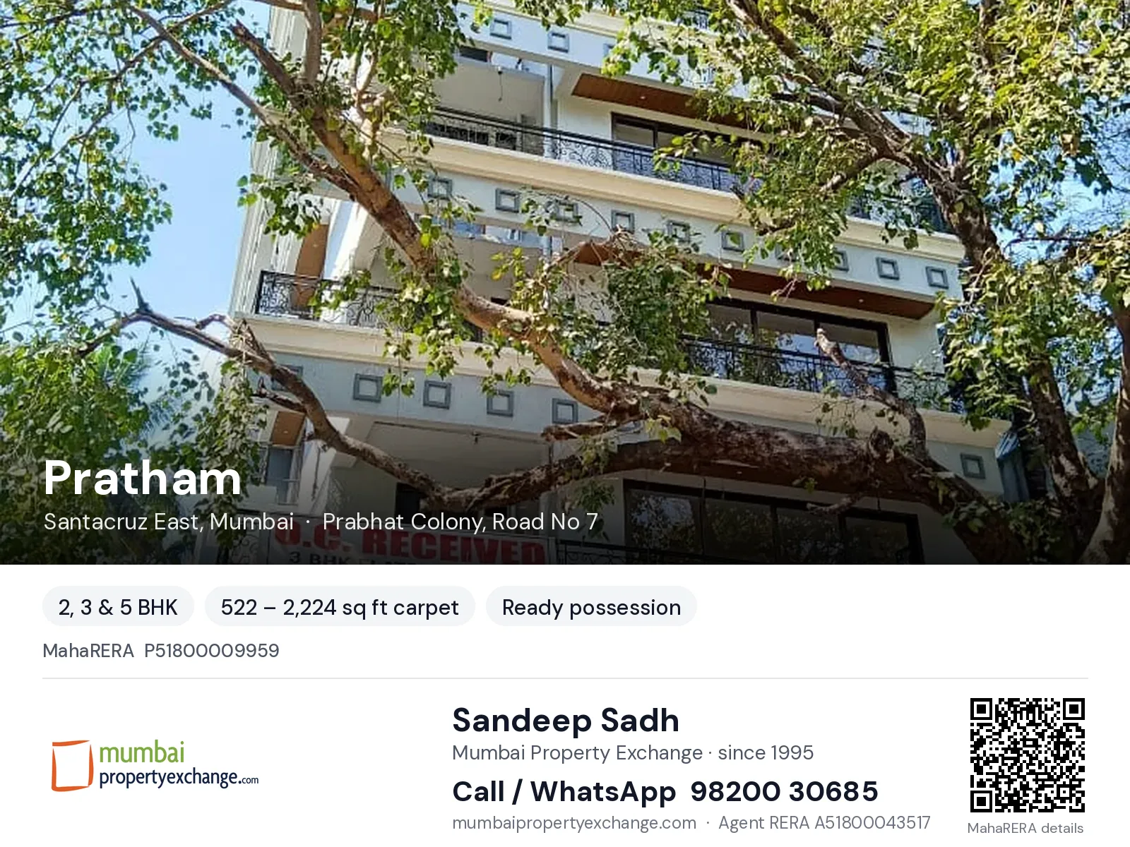 Pratham by Thakural, Santacruz East, Mumbai — 2, 3 & 5 BHK ready-to-move project | Mumbai Property Exchange, Sandeep Sadh 98200 30685