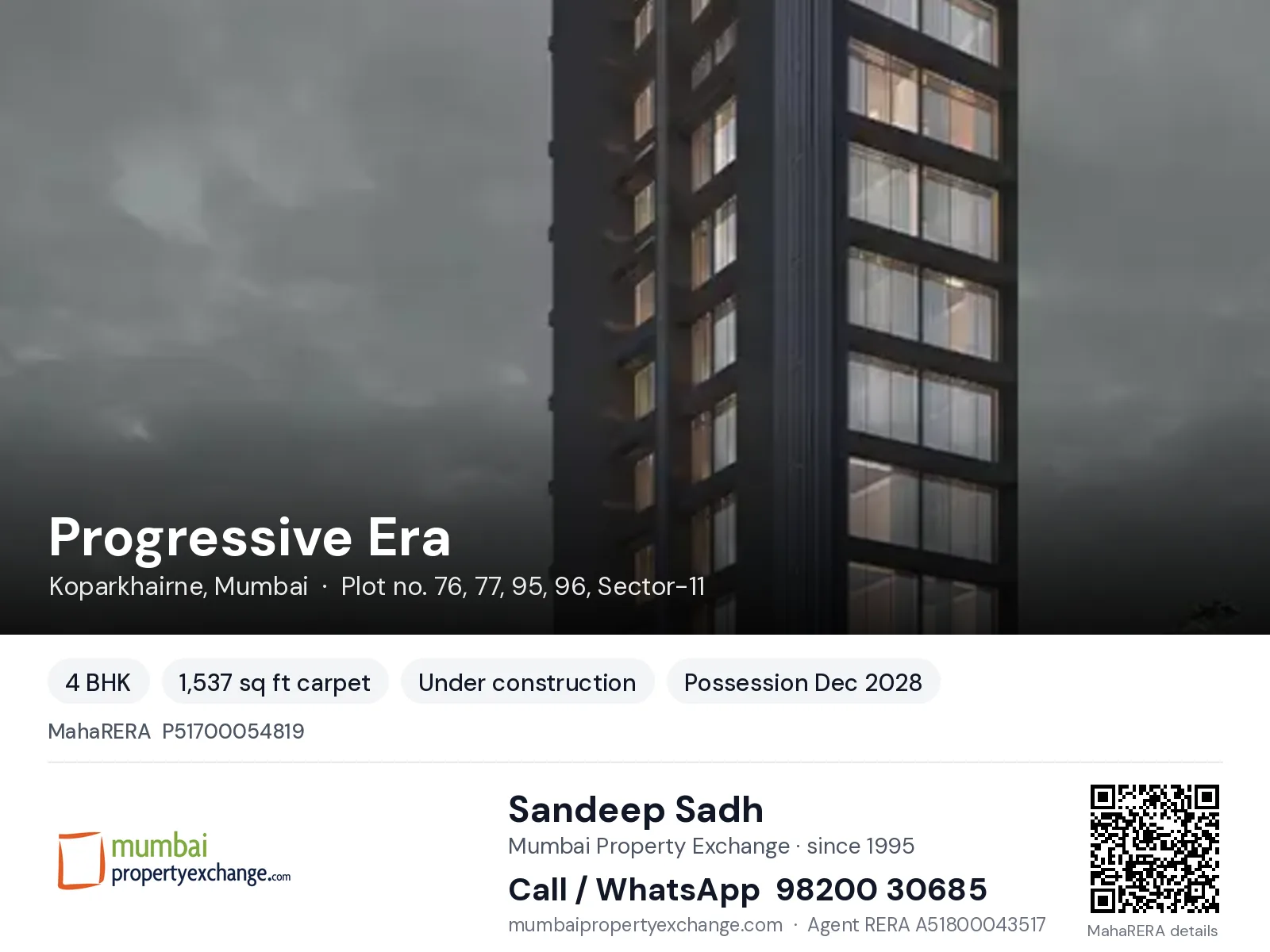 Progressive Era, Koparkhairne, Mumbai — 4 BHK new project, possession Dec 2028 | Mumbai Property Exchange, Sandeep Sadh 98200 30685