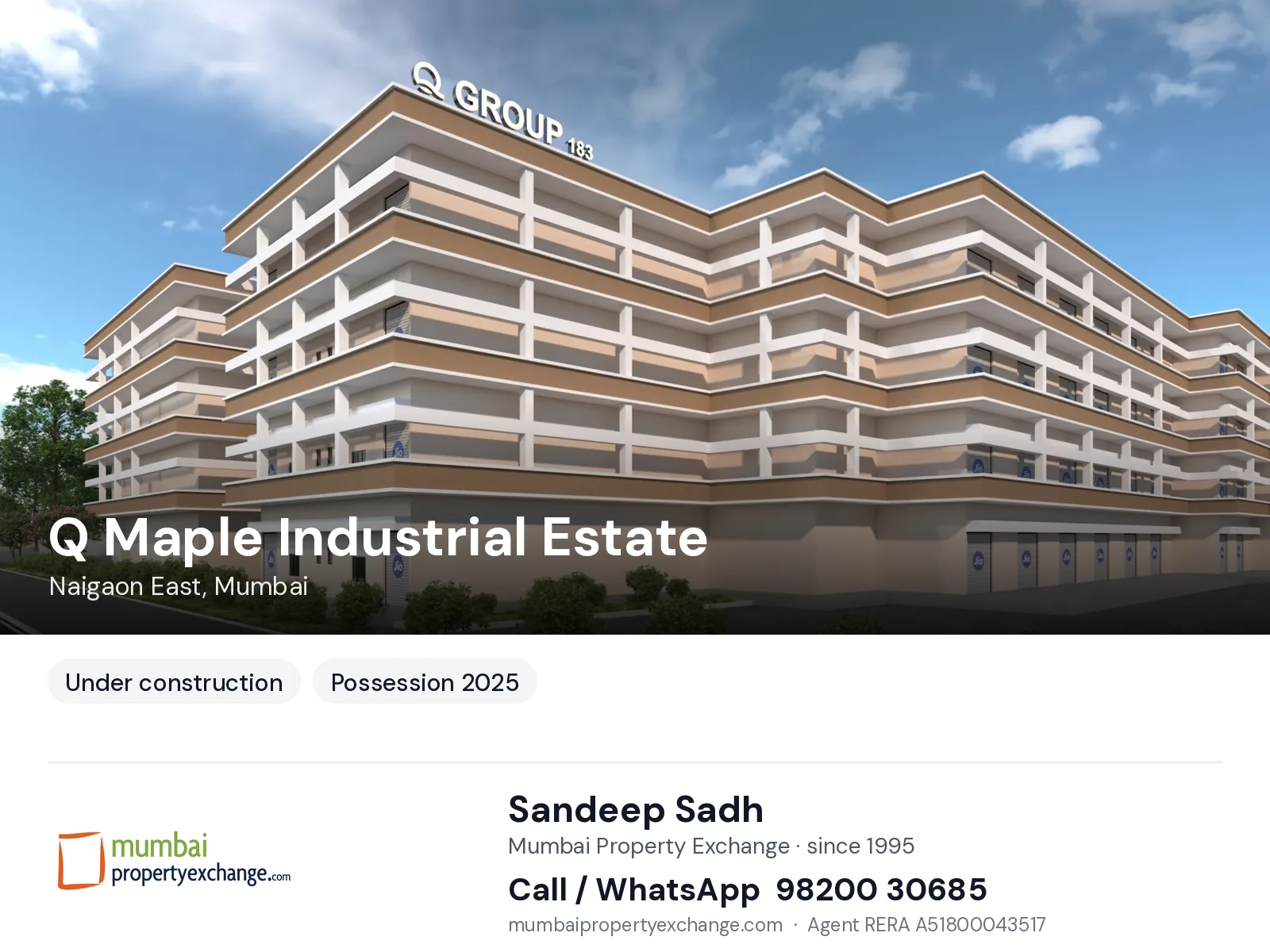 Q Maple Industrial Estate, Naigaon East, Mumbai — new project, possession 2025 | Mumbai Property Exchange, Sandeep Sadh 98200 30685
