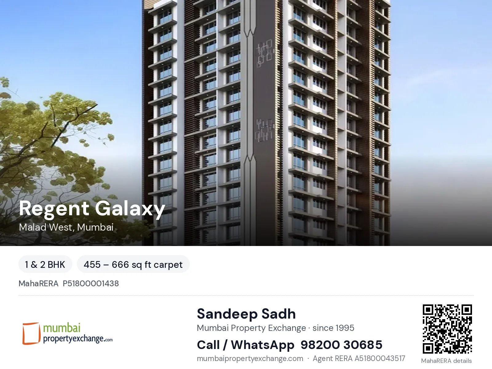 Regent Galaxy, Malad West, Mumbai — 1 & 2 BHK project | Mumbai Property Exchange, Sandeep Sadh 98200 30685