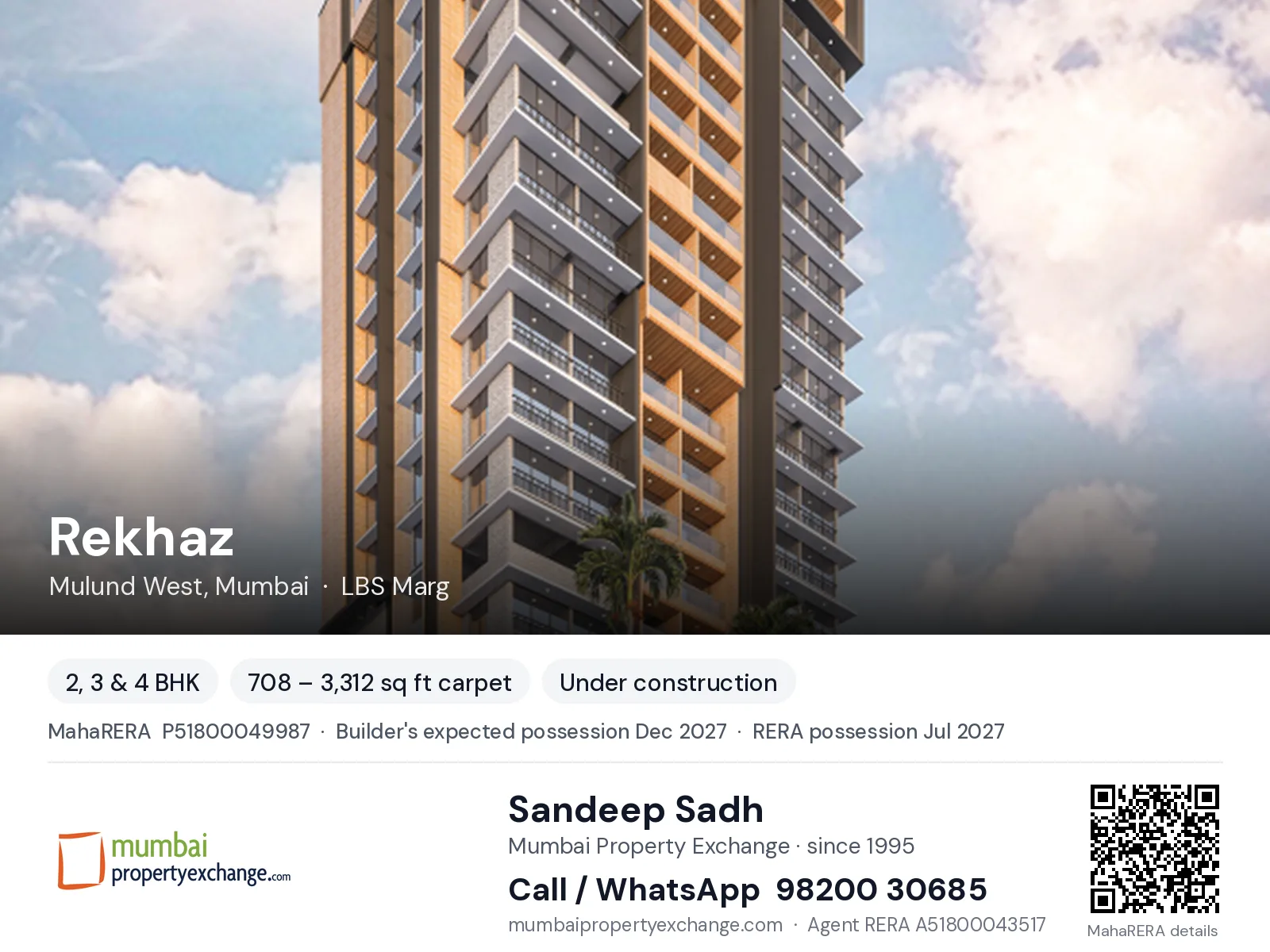 Rekhaz by Nutan Groups, Mulund West, Mumbai — 2, 3 & 4 BHK new project, builder's expected possession Dec 2027, RERA possession Jul 2027 | Mumbai Property Exchange, Sandeep Sadh 98200 30685