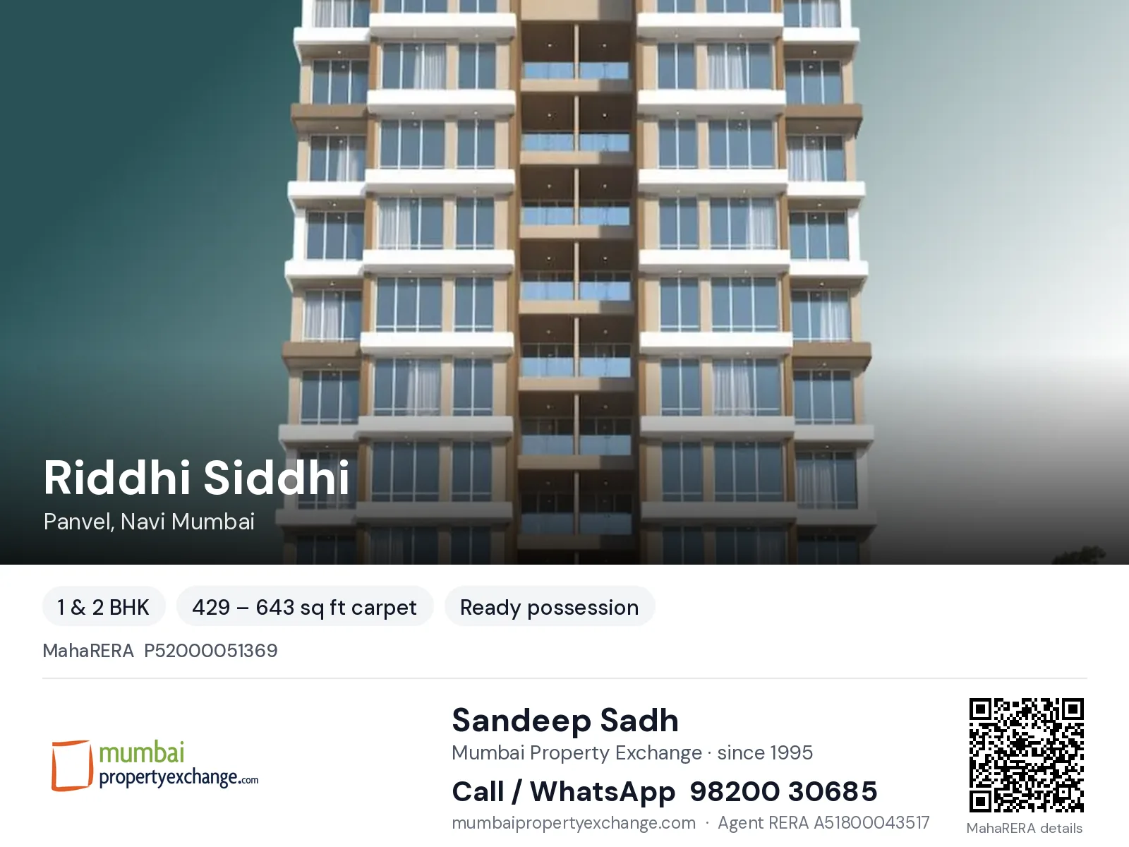 Riddhi Siddhi by Qualcon, Panvel, Navi Mumbai — 1 & 2 BHK ready-to-move project | Mumbai Property Exchange, Sandeep Sadh 98200 30685