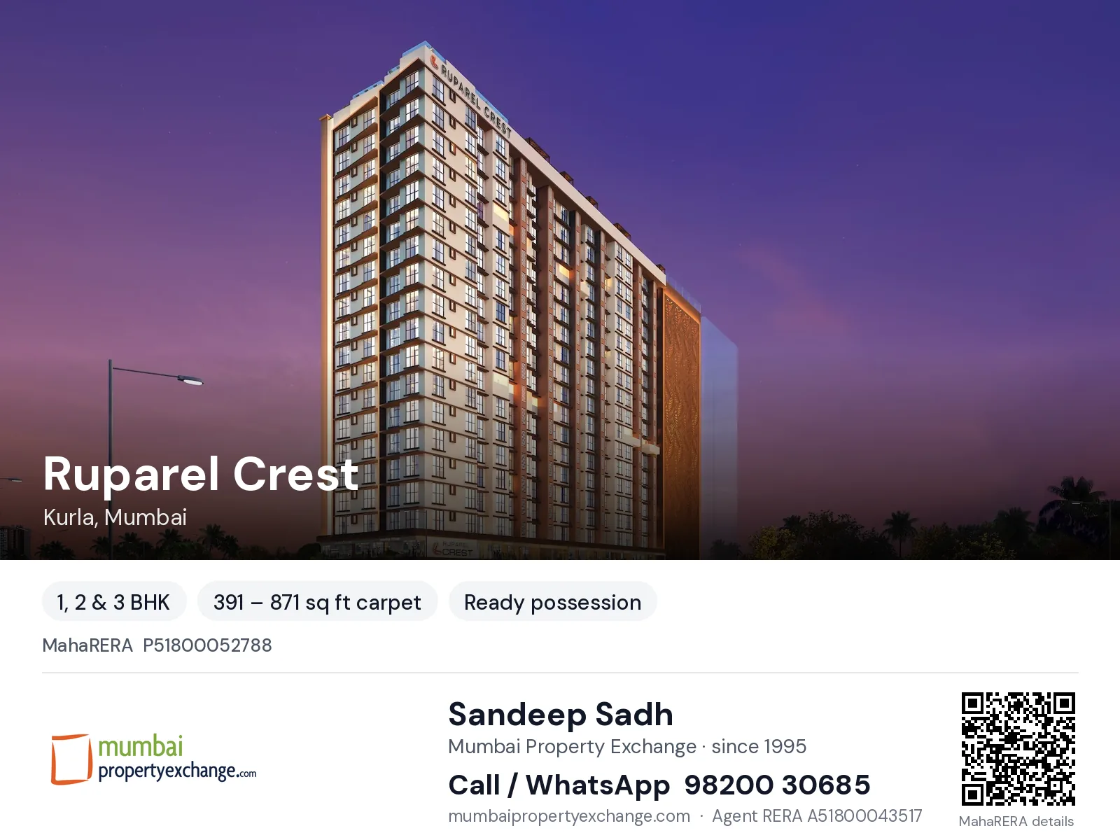 Ruparel Crest, Kurla, Mumbai — 1, 2 & 3 BHK ready-to-move project | Mumbai Property Exchange, Sandeep Sadh 98200 30685
