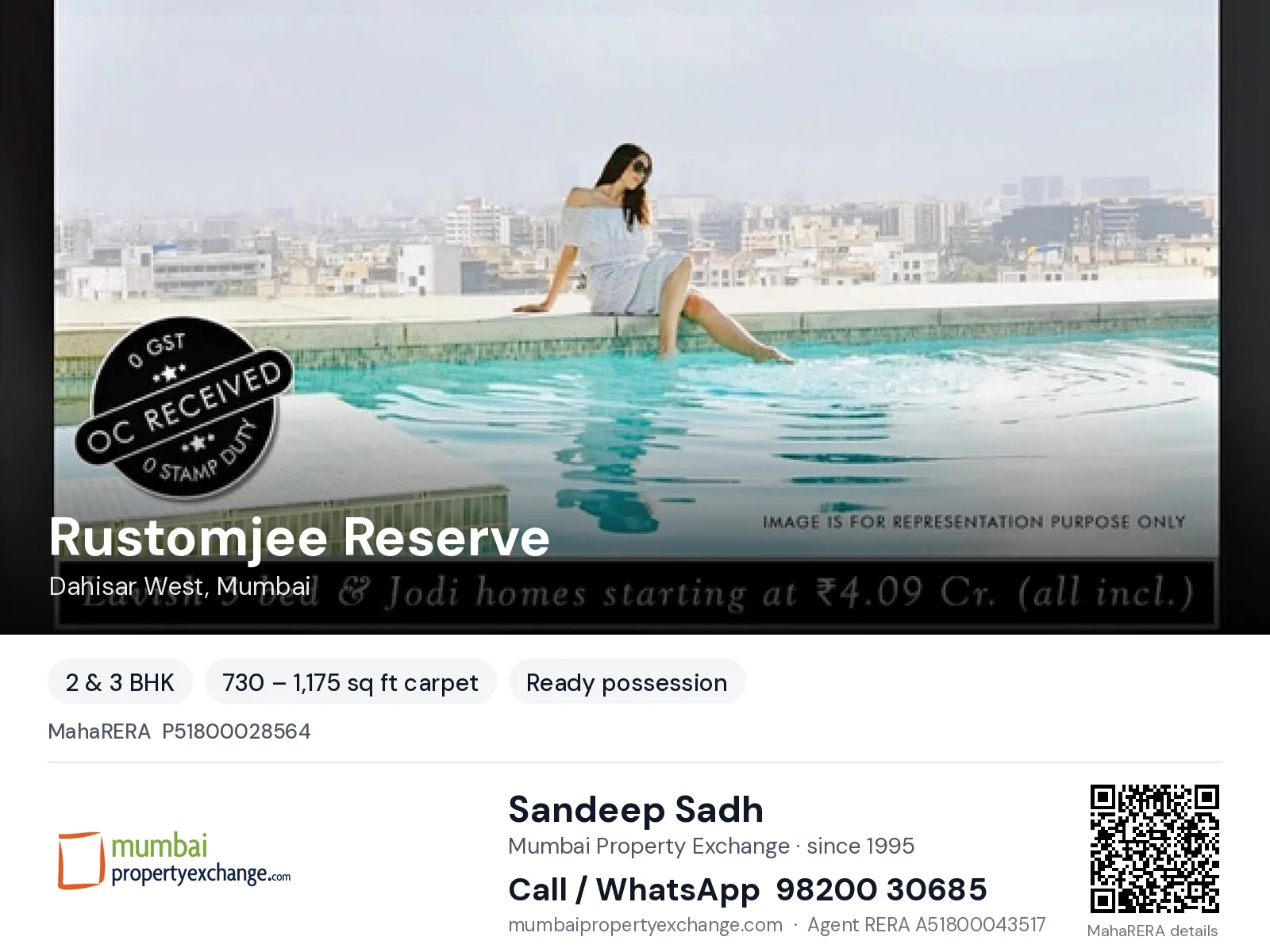 Rustomjee Reserve, Dahisar West, Mumbai — 2 & 3 BHK ready-to-move project | Mumbai Property Exchange, Sandeep Sadh 98200 30685