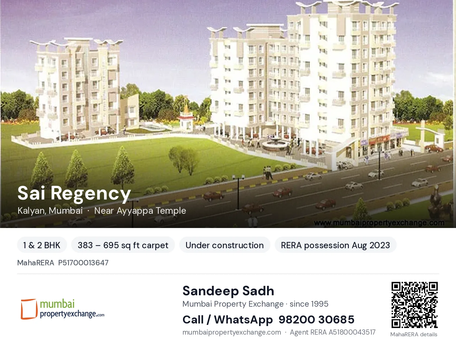 Sai Regency, Kalyan, Mumbai — 1 & 2 BHK new project, RERA possession Aug 2023 | Mumbai Property Exchange, Sandeep Sadh 98200 30685