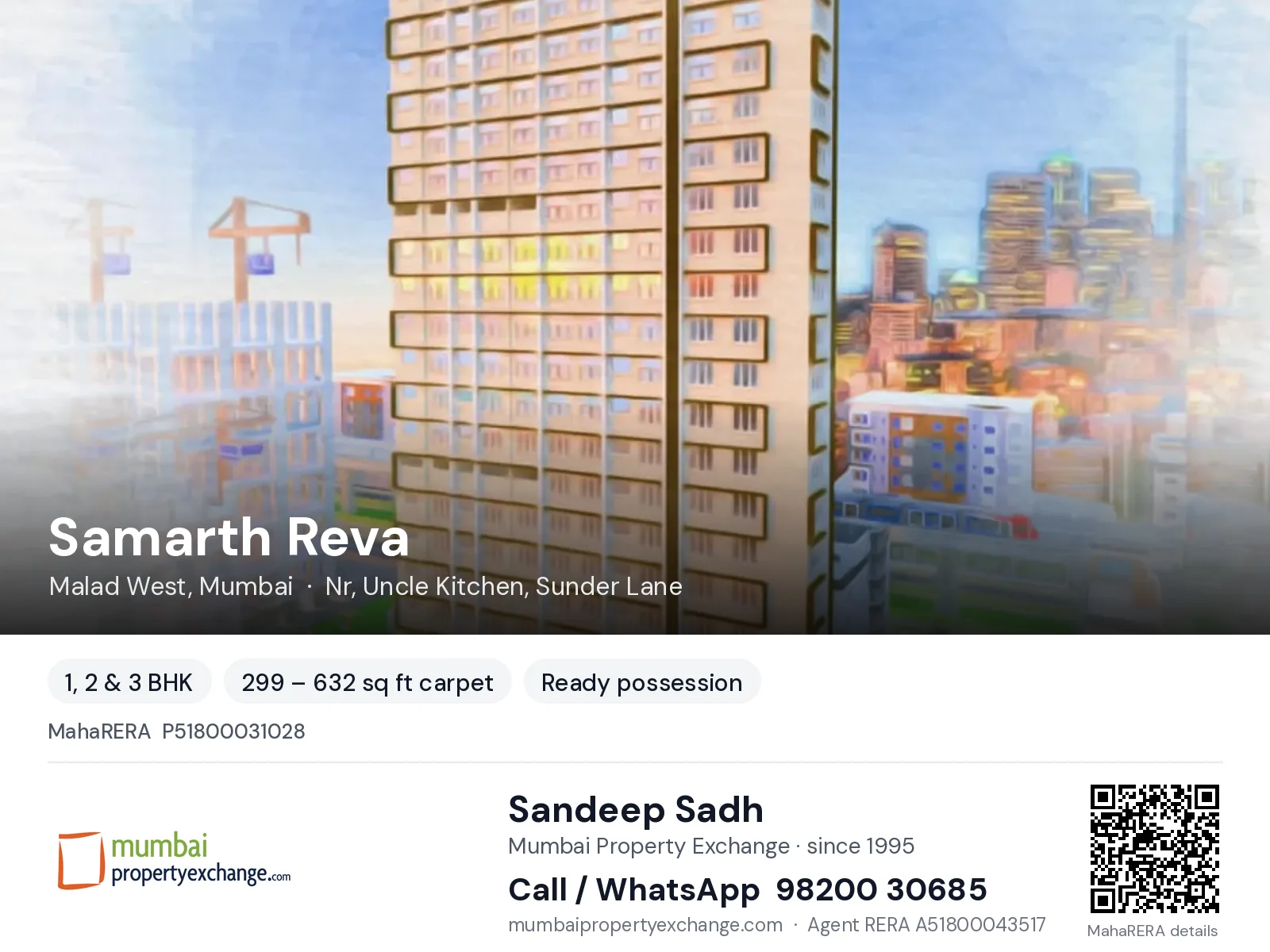 Samarth Reva, Malad West, Mumbai — 1, 2 & 3 BHK ready-to-move project | Mumbai Property Exchange, Sandeep Sadh 98200 30685