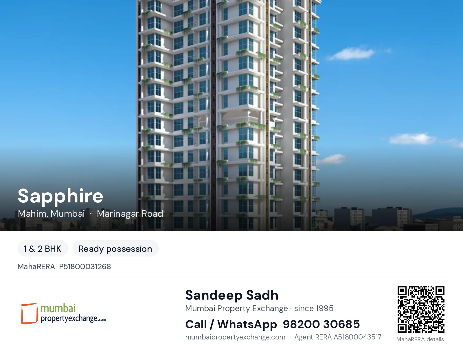 Sapphire by HIL, Mahim, Mumbai — 1 & 2 BHK ready-to-move project | Mumbai Property Exchange, Sandeep Sadh 98200 30685