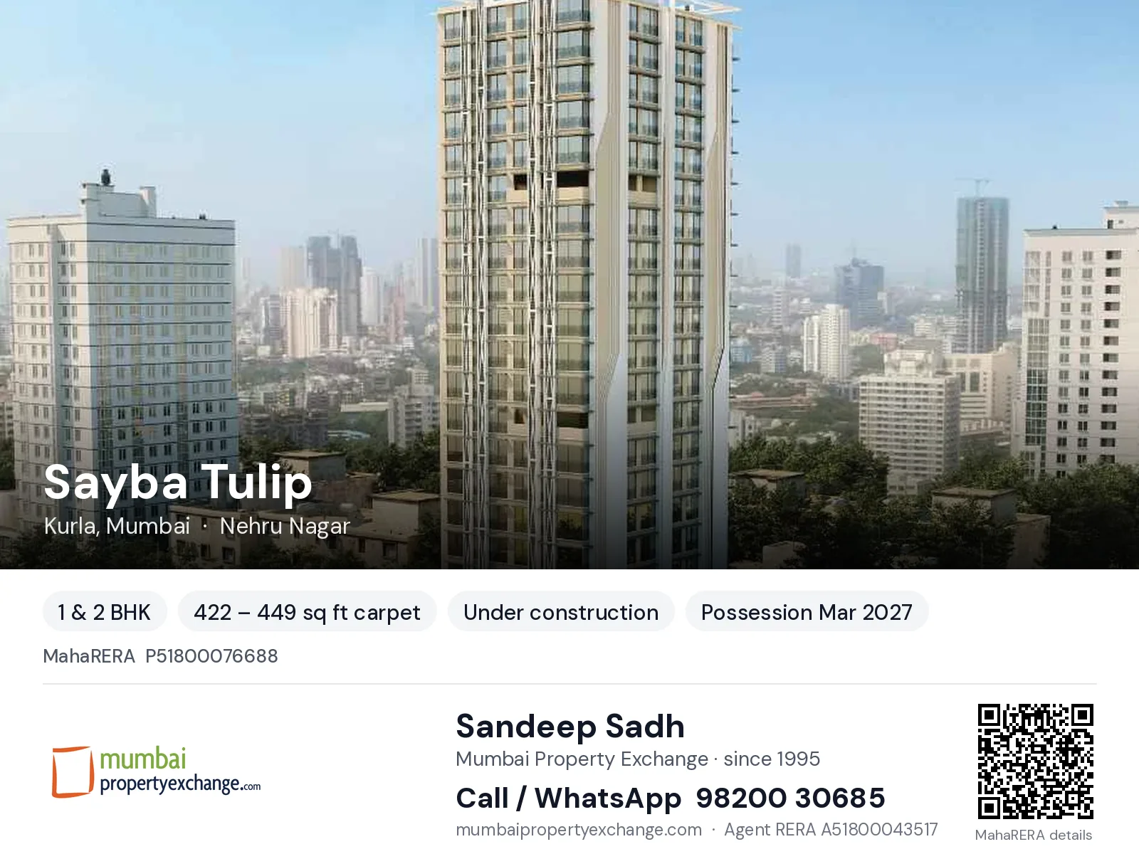 Sayba Tulip, Kurla, Mumbai — 1 & 2 BHK new project, possession Mar 2027 | Mumbai Property Exchange, Sandeep Sadh 98200 30685