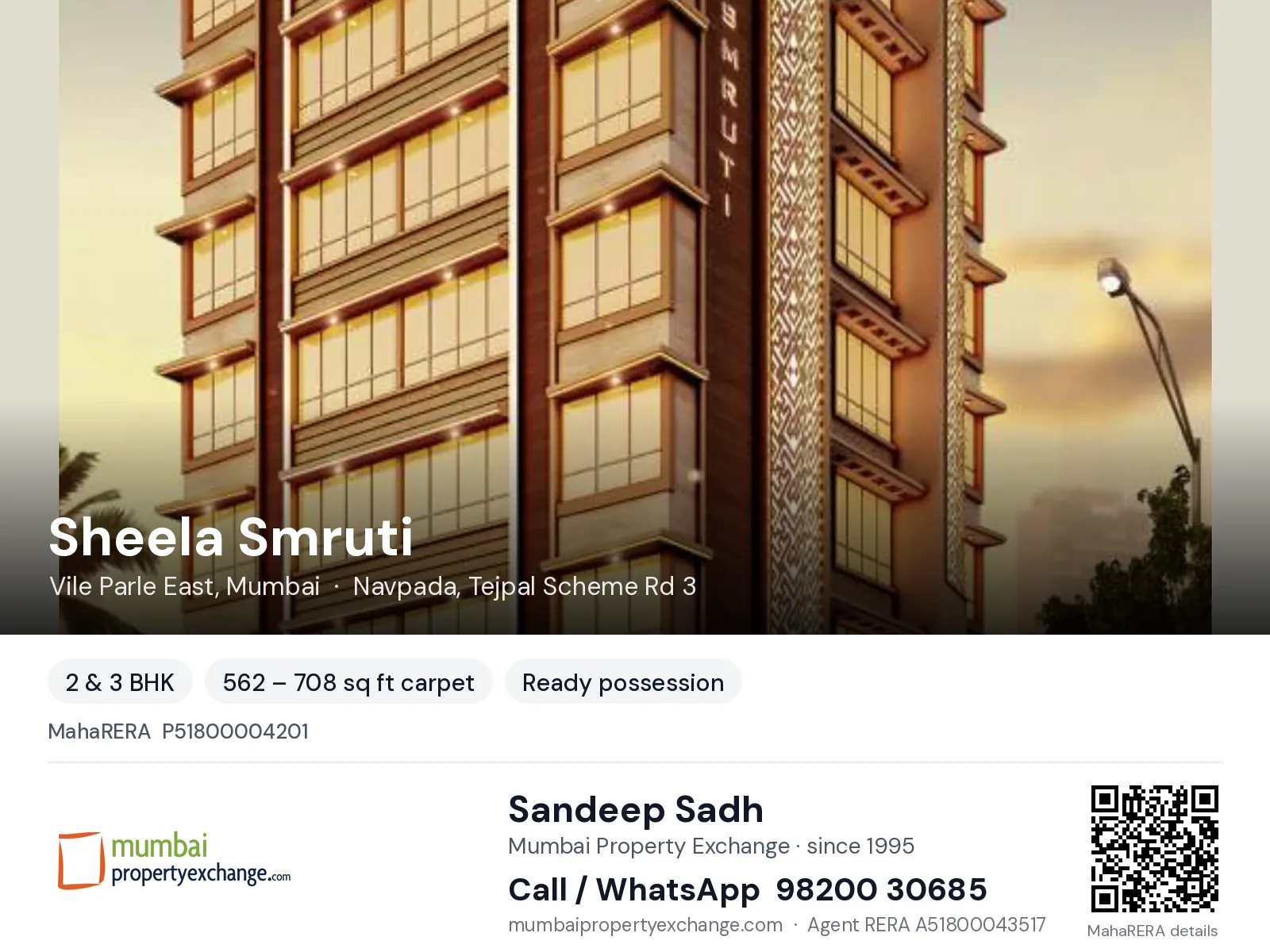 Sheela Smruti by Black Gold, Vile Parle East, Mumbai — 2 & 3 BHK ready-to-move project | Mumbai Property Exchange, Sandeep Sadh 98200 30685