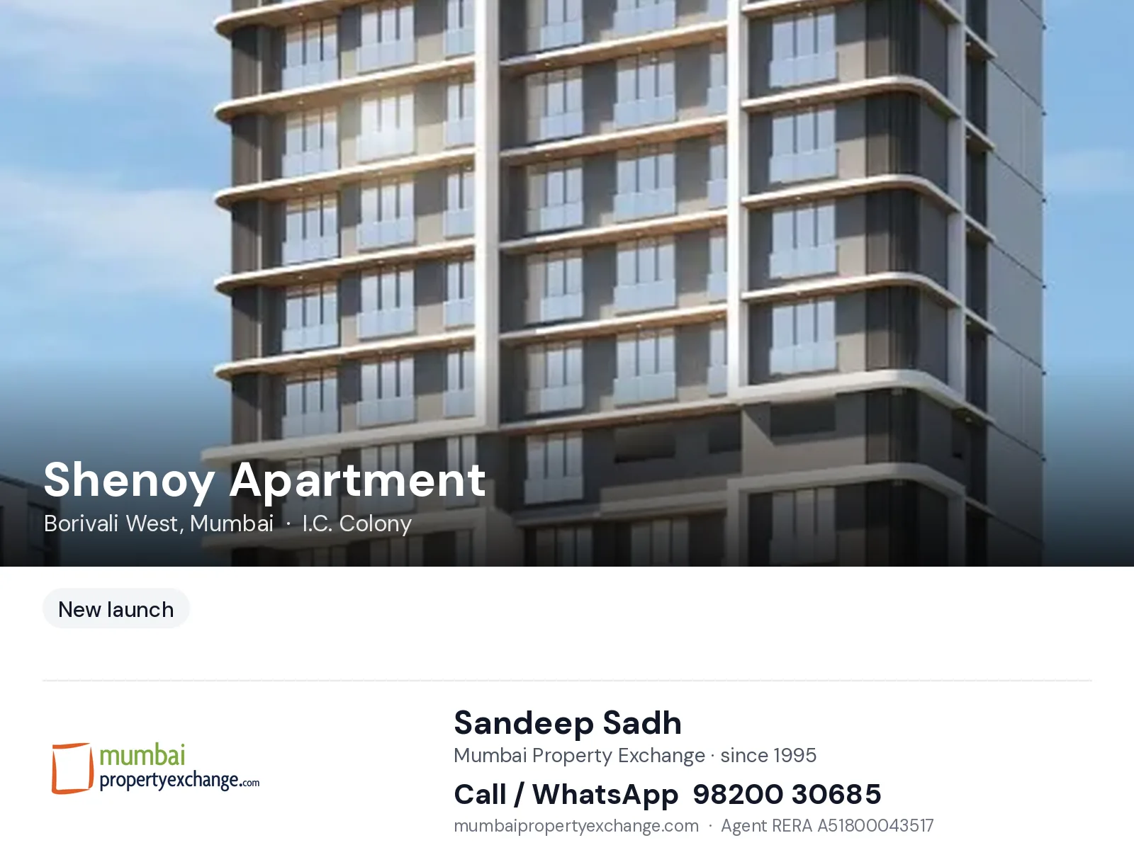 Shenoy Apartment by Namo, Borivali West, Mumbai — new project | Mumbai Property Exchange, Sandeep Sadh 98200 30685