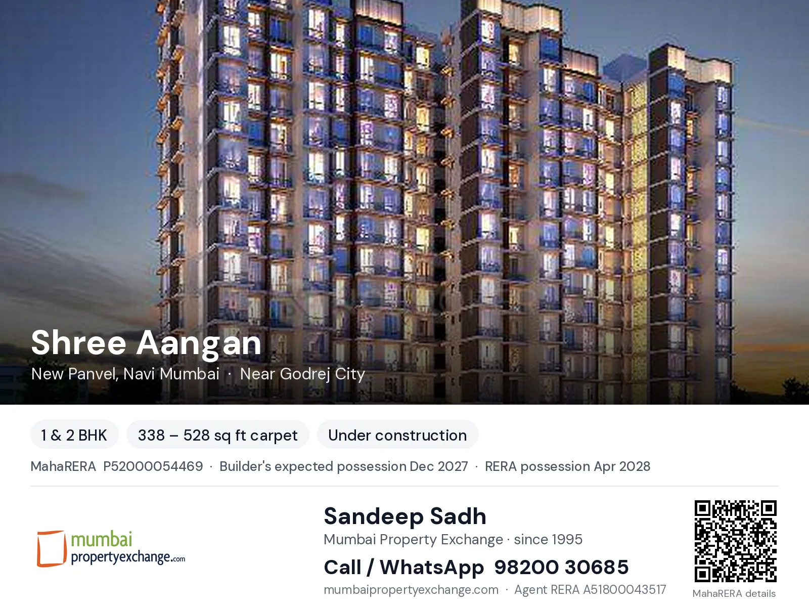 Shree Aangan by Shiv, New Panvel, Navi Mumbai — 1 & 2 BHK new project, builder's expected possession Dec 2027, RERA possession Apr 2028 | Mumbai Property Exchange, Sandeep Sadh 98200 30685