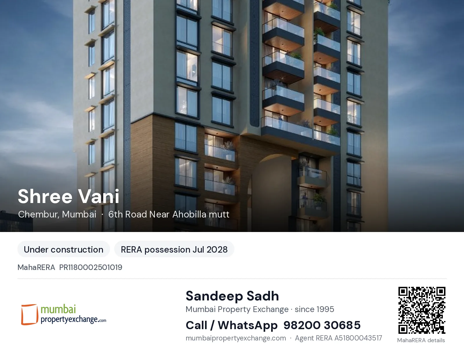 Shree Vani, Chembur, Mumbai — new project, RERA possession Jul 2028 | Mumbai Property Exchange, Sandeep Sadh 98200 30685