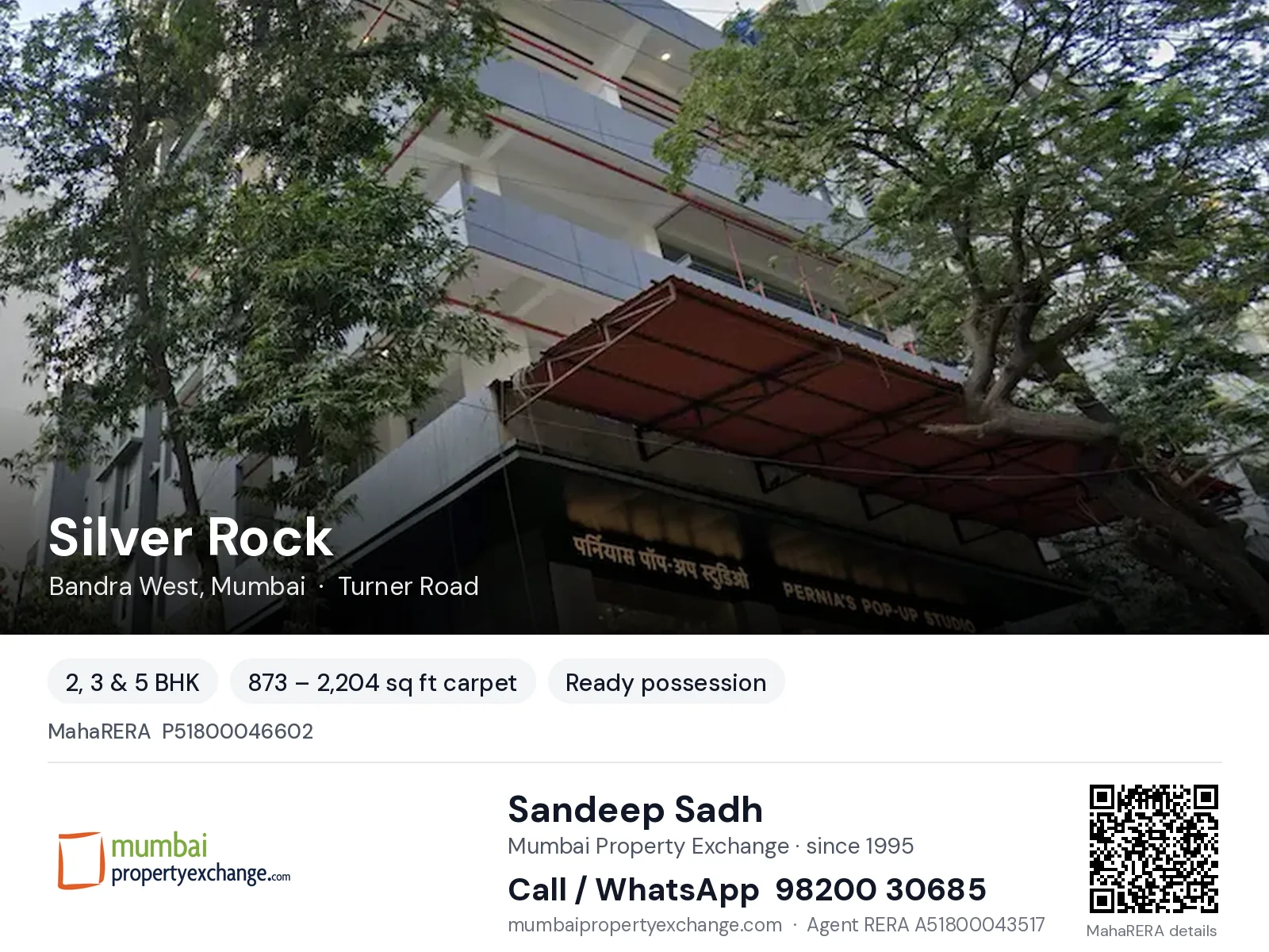 Silver Rock by S Raheja, Bandra West, Mumbai — 2, 3 & 5 BHK ready-to-move project | Mumbai Property Exchange, Sandeep Sadh 98200 30685