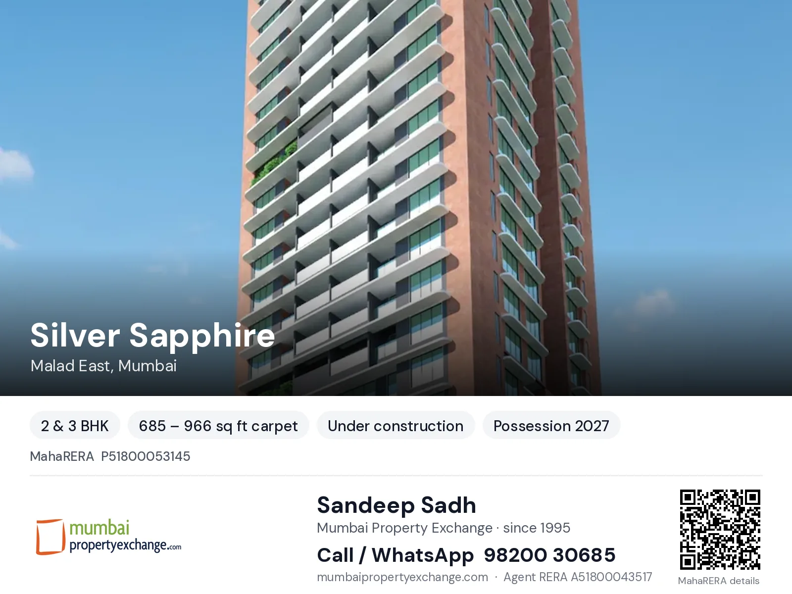 Silver Sapphire, Malad East, Mumbai — 2 & 3 BHK new project, possession 2027 | Mumbai Property Exchange, Sandeep Sadh 98200 30685