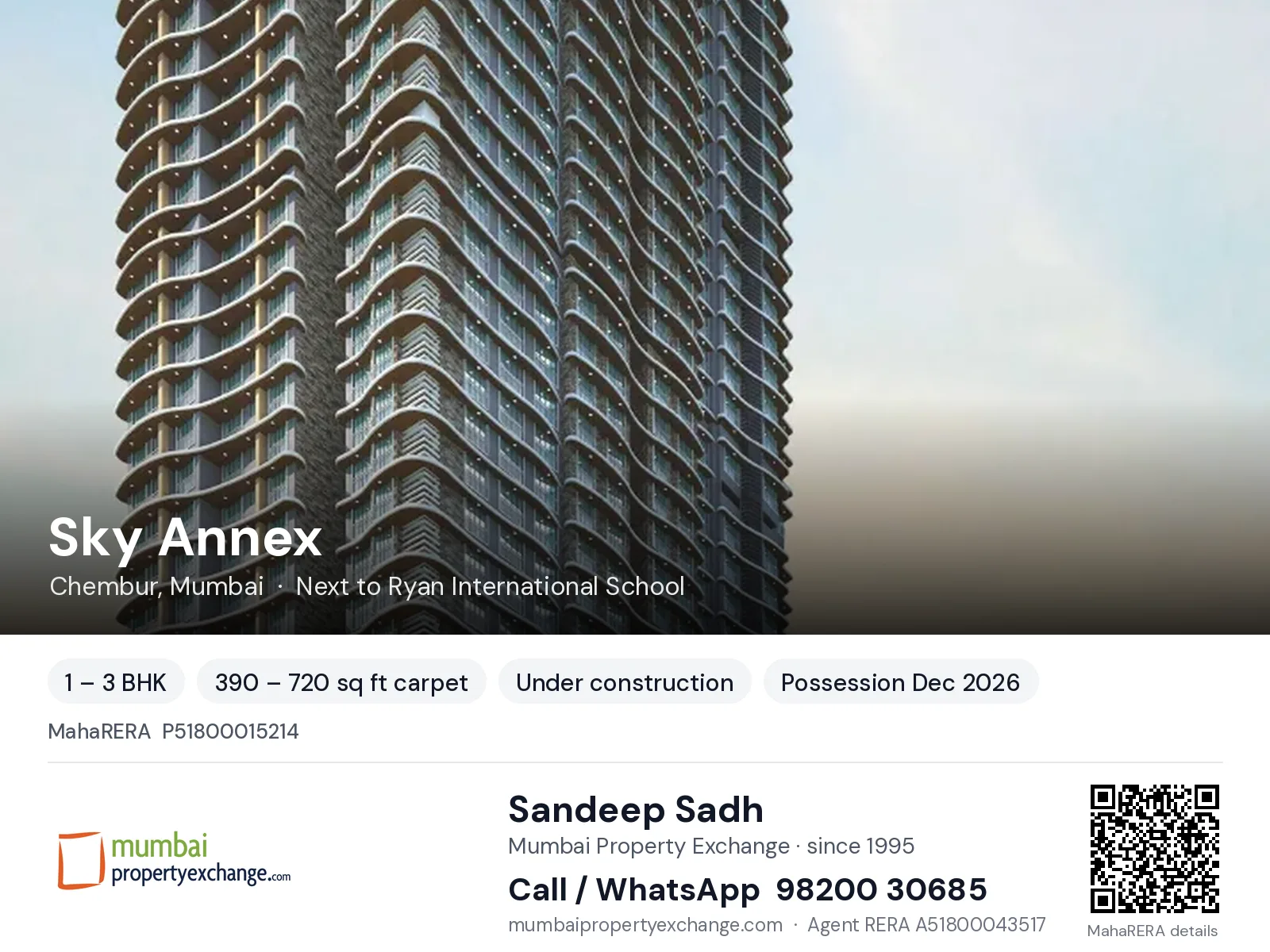 Sky Annex by Stans Buildtech, Chembur, Mumbai — 1 – 3 BHK new project, possession Dec 2026 | Mumbai Property Exchange, Sandeep Sadh 98200 30685