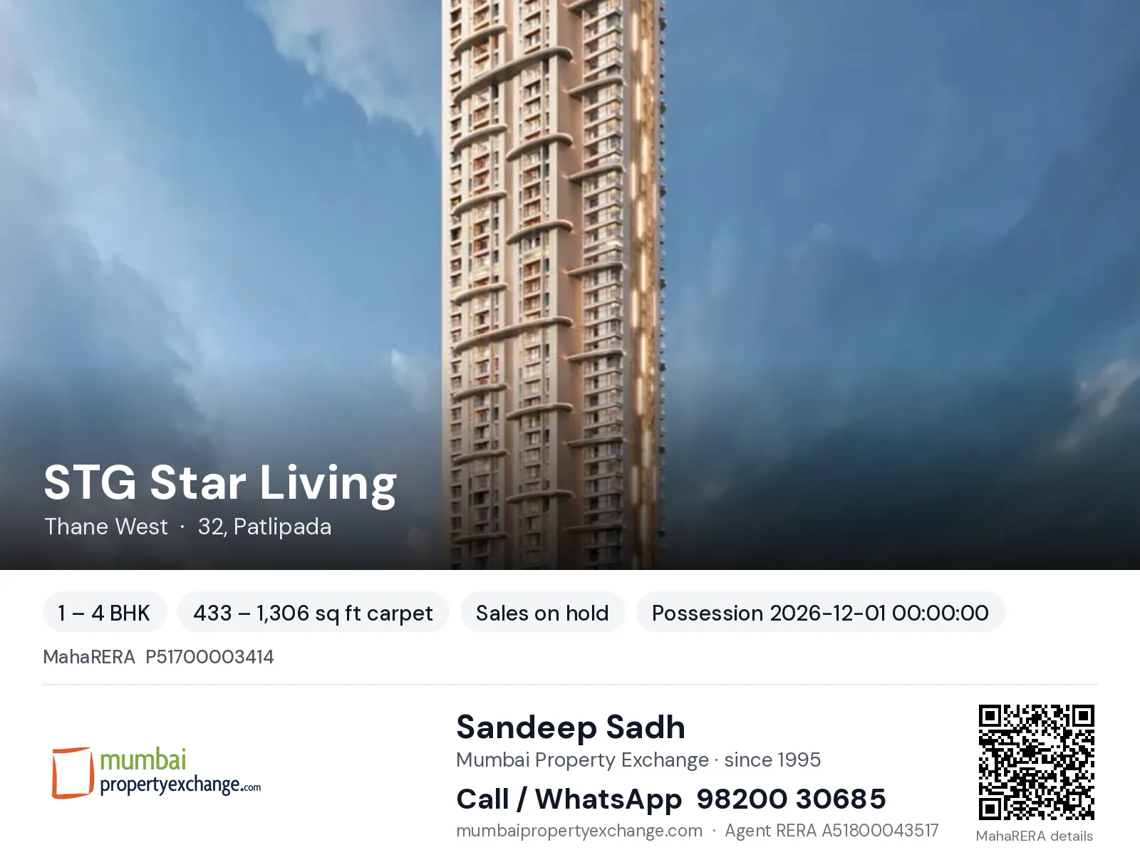 STG Star Living, Thane West — 1 – 4 BHK new project, possession 2026-12-01 00:00:00 | Mumbai Property Exchange, Sandeep Sadh 98200 30685