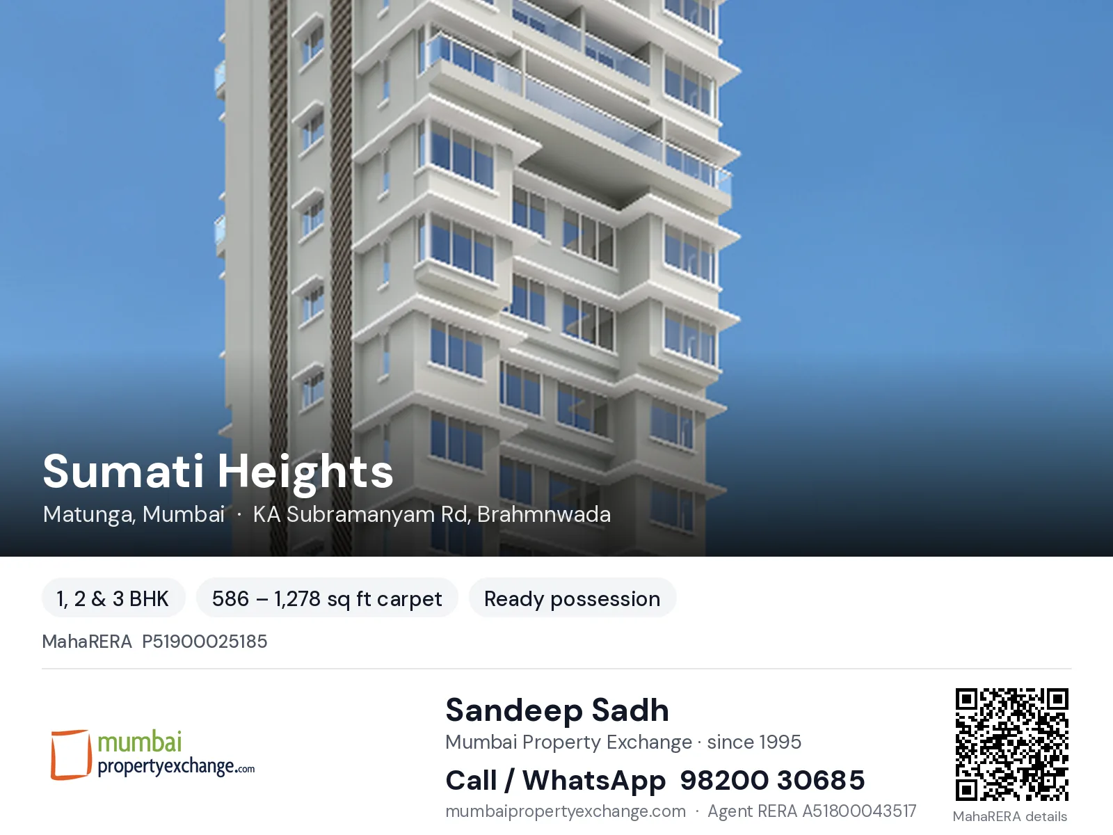 Sumati Heights by TANGENT, Matunga, Mumbai — 1, 2 & 3 BHK ready-to-move project | Mumbai Property Exchange, Sandeep Sadh 98200 30685