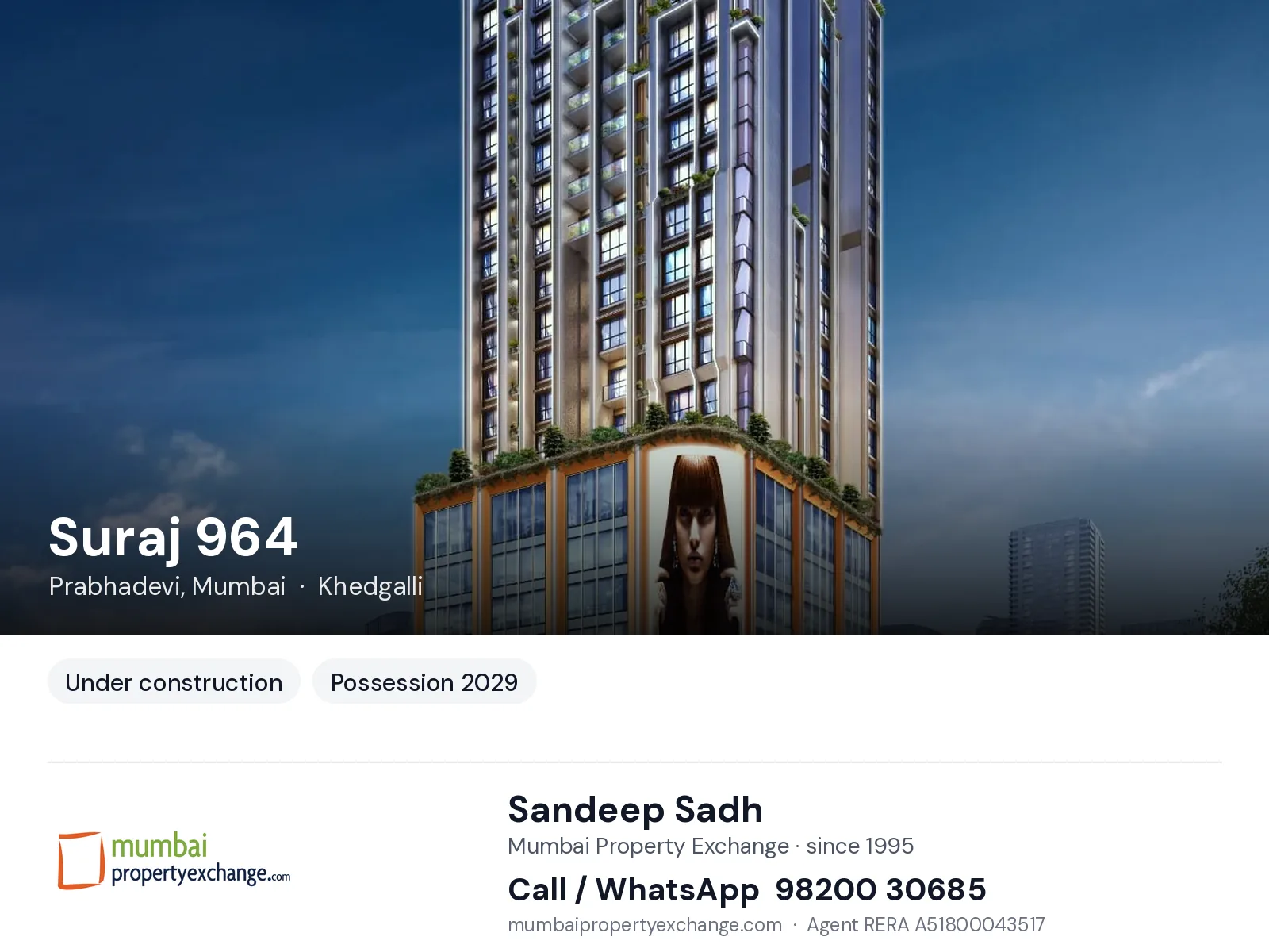 Suraj 964, Prabhadevi, Mumbai โ new project, possession 2029 | Mumbai Property Exchange, Sandeep Sadh 98200 30685