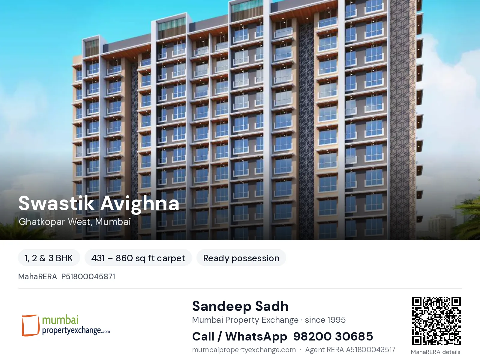 Swastik Avighna, Ghatkopar West, Mumbai — 1, 2 & 3 BHK ready-to-move project | Mumbai Property Exchange, Sandeep Sadh 98200 30685