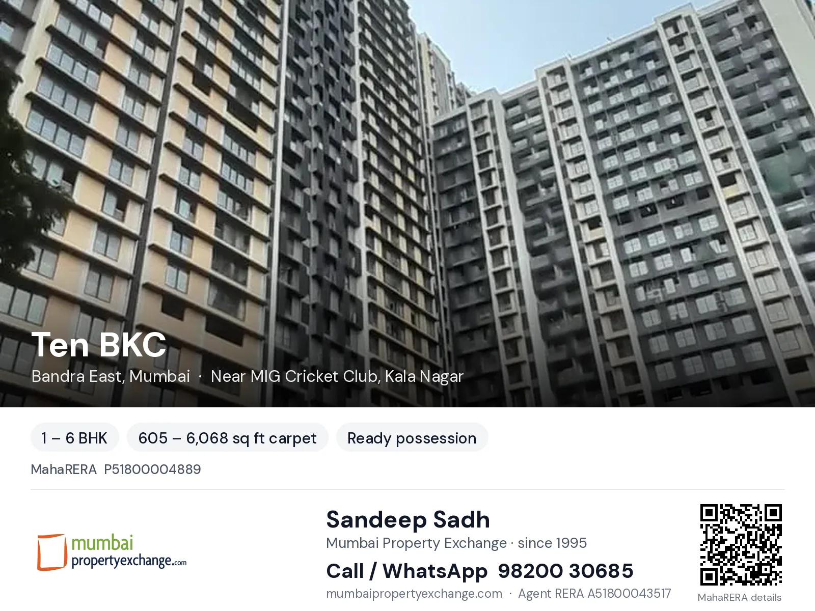 Ten BKC by Adani, Bandra East, Mumbai — 1 – 6 BHK ready-to-move project | Mumbai Property Exchange, Sandeep Sadh 98200 30685