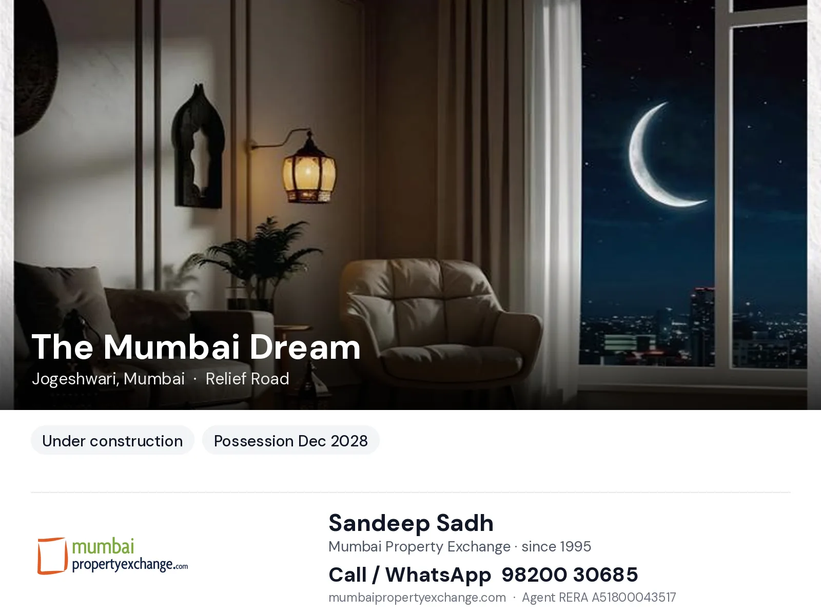 The Mumbai Dream, Jogeshwari, Mumbai — new project, possession Dec 2028 | Mumbai Property Exchange, Sandeep Sadh 98200 30685