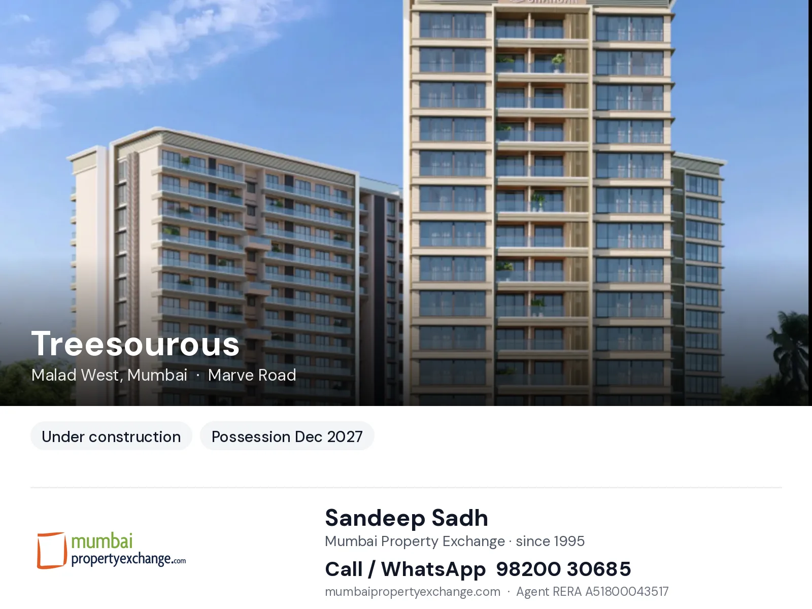 Treesourous by Chandak, Malad West, Mumbai — new project, possession Dec 2027 | Mumbai Property Exchange, Sandeep Sadh 98200 30685